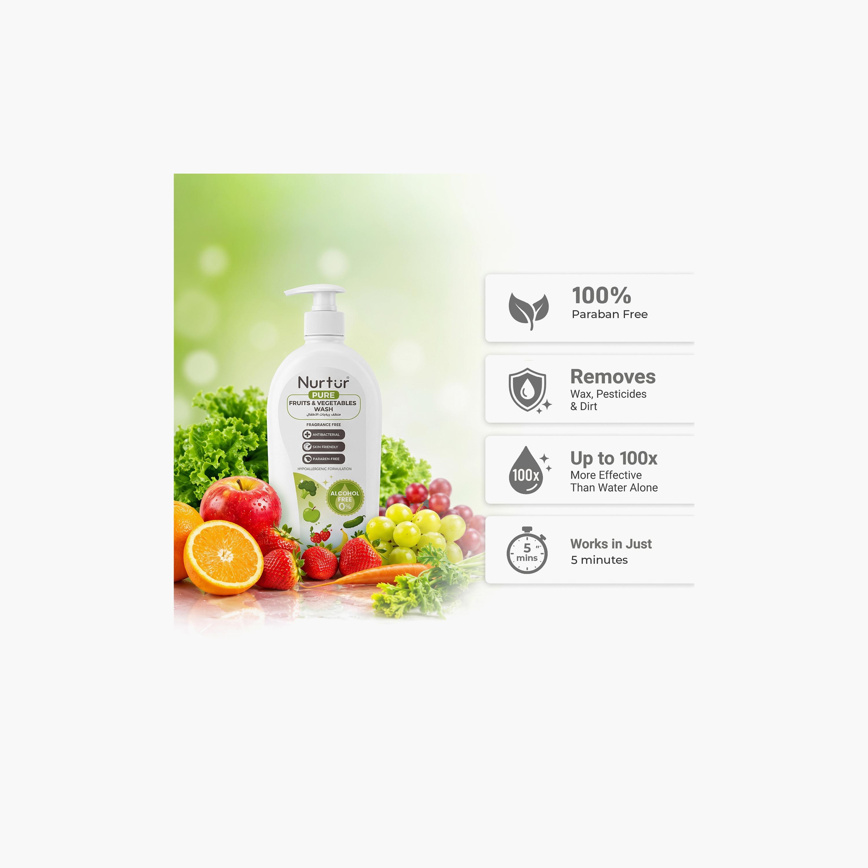Nurtur Pure Alcohol & Fragrance Free Fruits & Vegetables Wash - 500 ml-baby-feeding-cleaningliquids-image-8