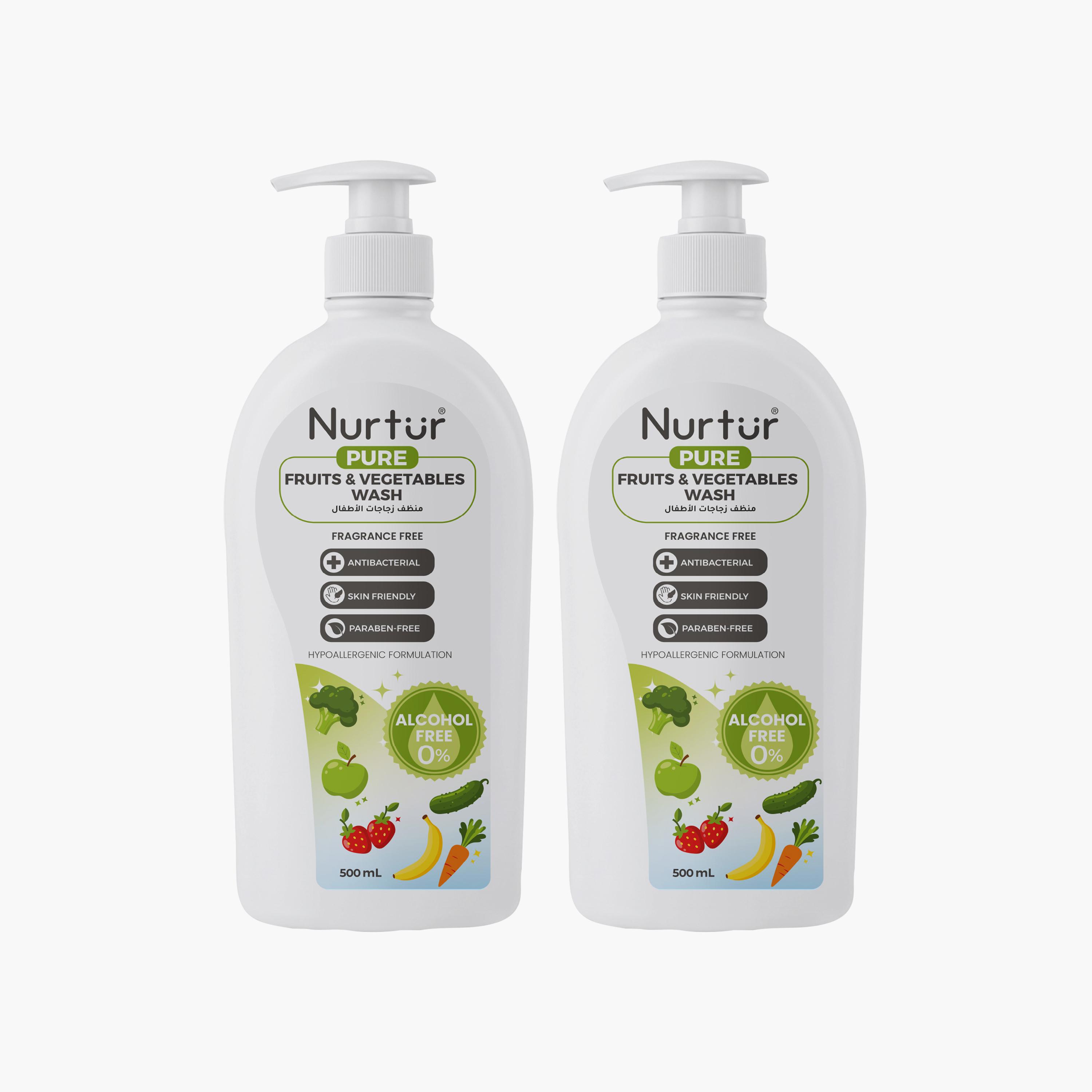 Nurtur Pure 2-Piece Alcohol & Fragrance Free Fruits & Vegetables Wash - 500 ml-baby-feeding-cleaningliquids-image-1