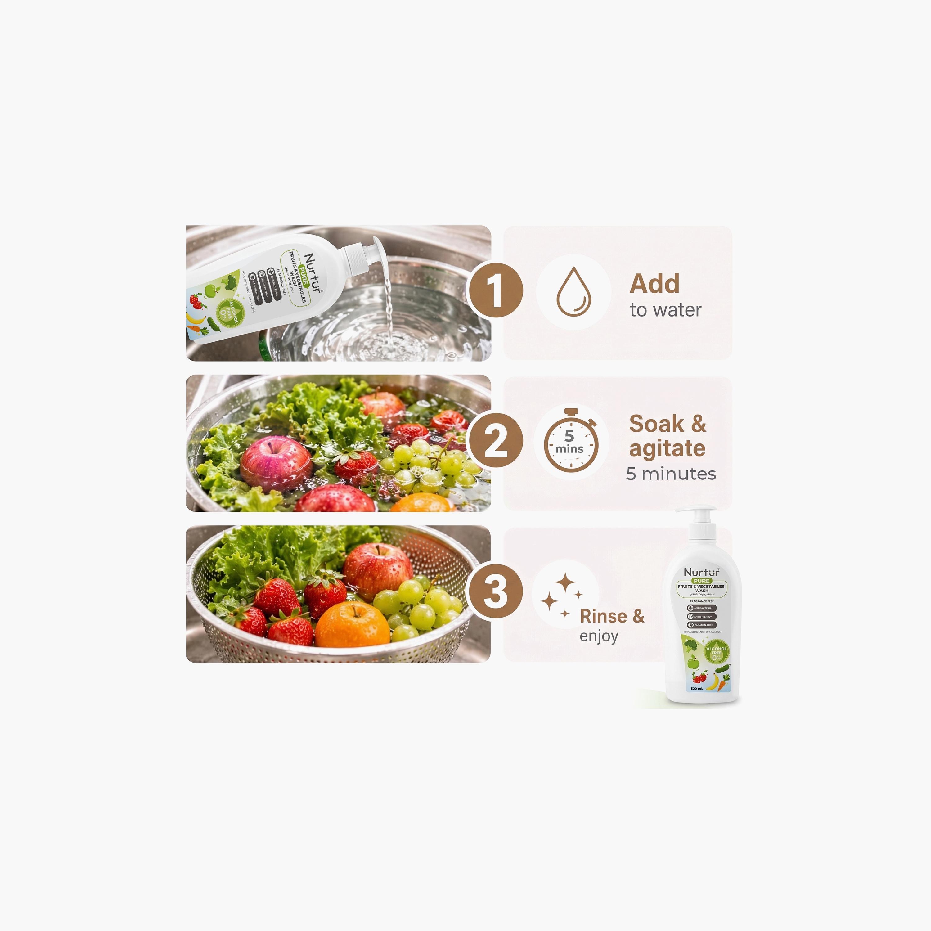 Nurtur Pure 2-Piece Alcohol & Fragrance Free Fruits & Vegetables Wash - 500 ml-baby-feeding-cleaningliquids-image-9