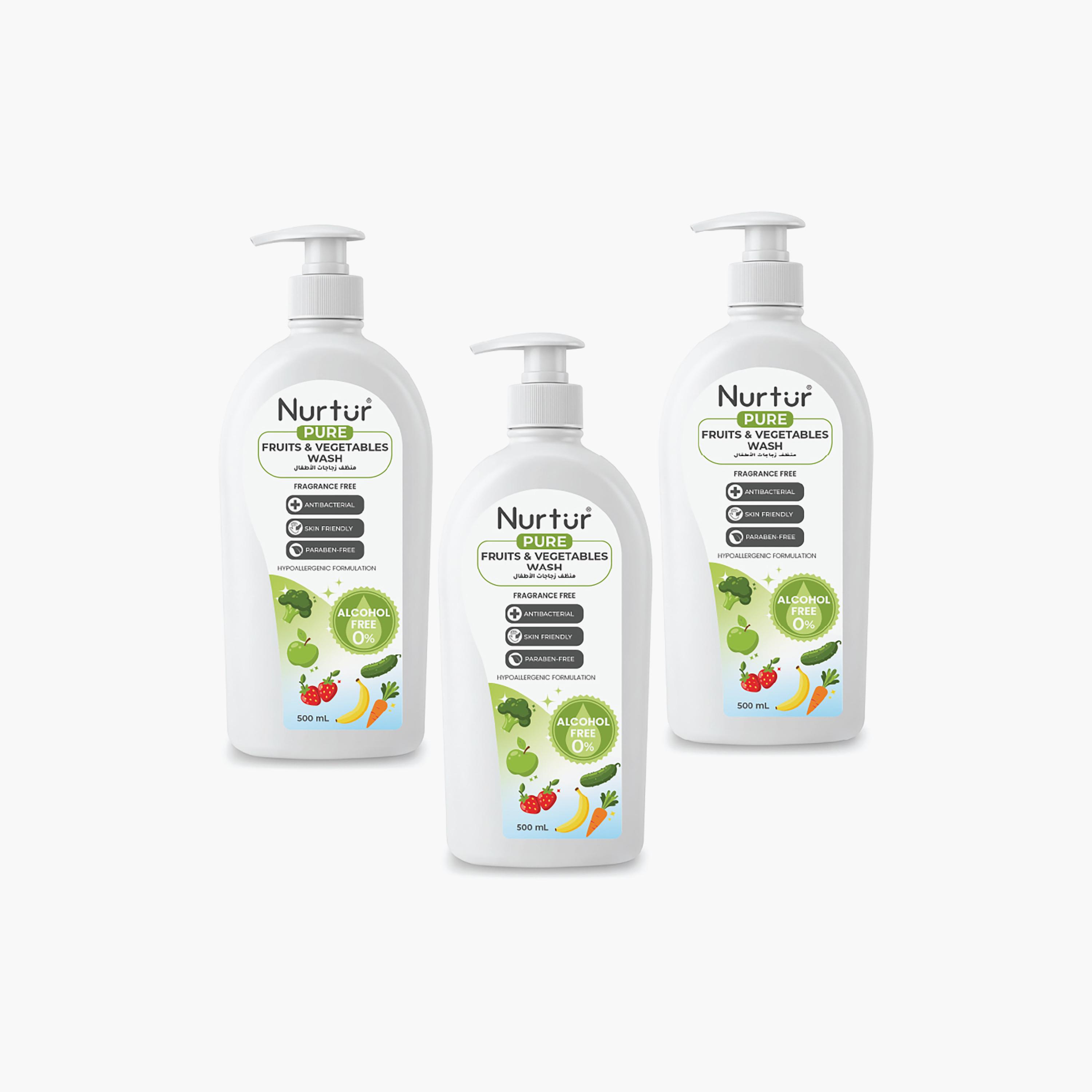 Nurtur Pure 3-Piece Alcohol & Fragrance Free Fruits & Vegetables Wash - 500 ml-baby-feeding-cleaningliquids-image-1