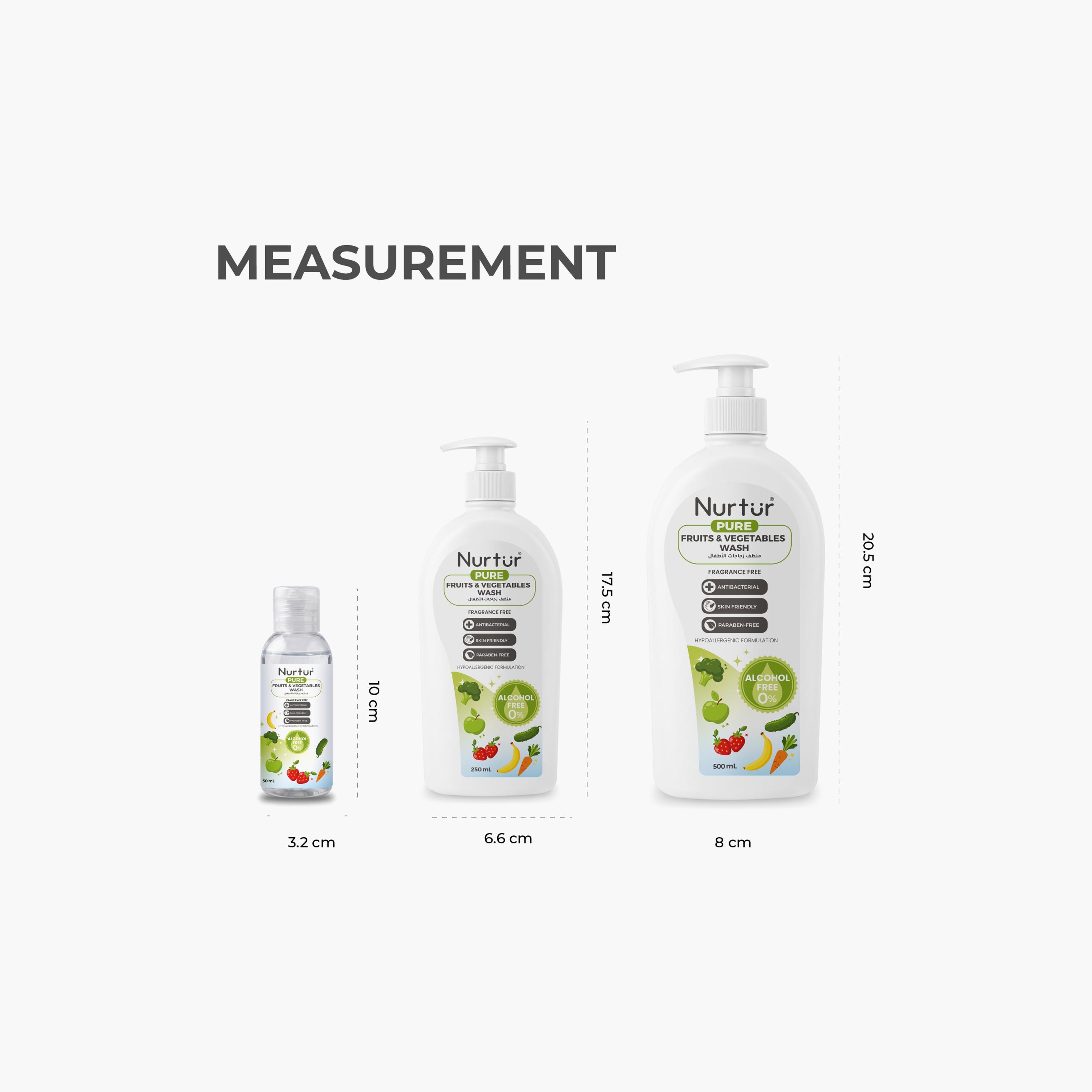 Nurtur Pure 3-Piece Alcohol & Fragrance Free Fruits & Vegetables Wash - 500 ml-baby-feeding-cleaningliquids-image-2