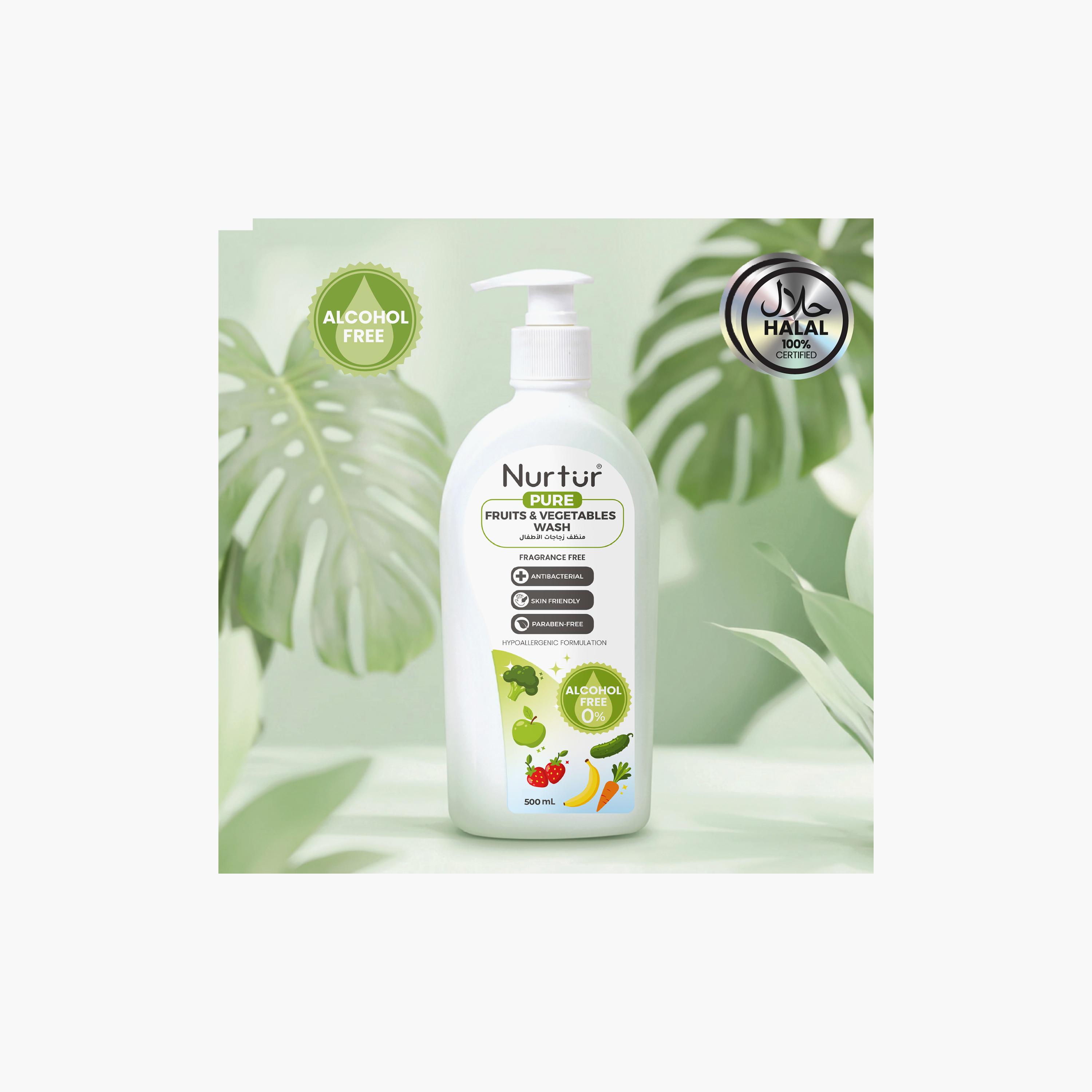 Nurtur Pure 3-Piece Alcohol & Fragrance Free Fruits & Vegetables Wash - 500 ml-baby-feeding-cleaningliquids-image-3