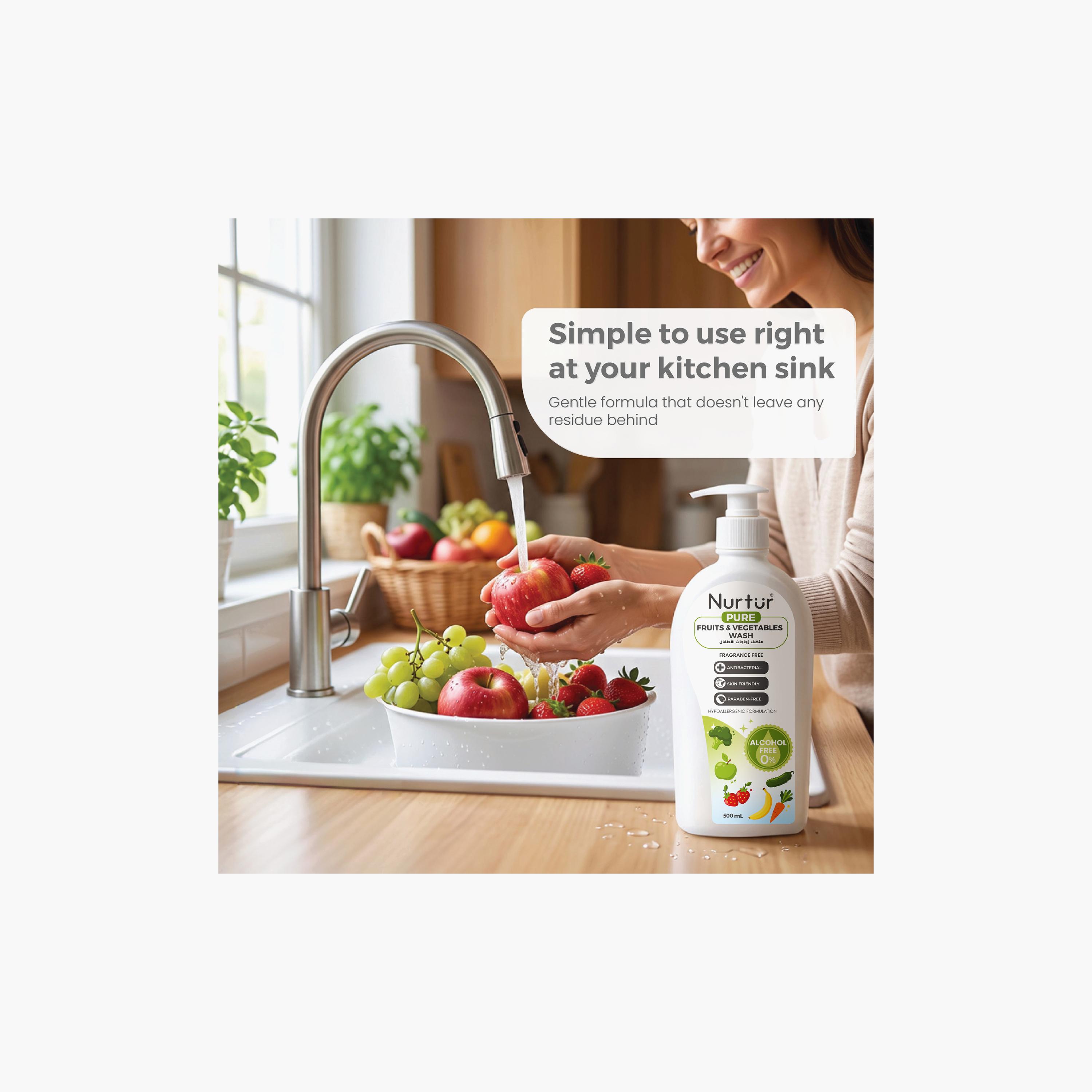 Nurtur Pure 3-Piece Alcohol & Fragrance Free Fruits & Vegetables Wash - 500 ml-baby-feeding-cleaningliquids-image-4