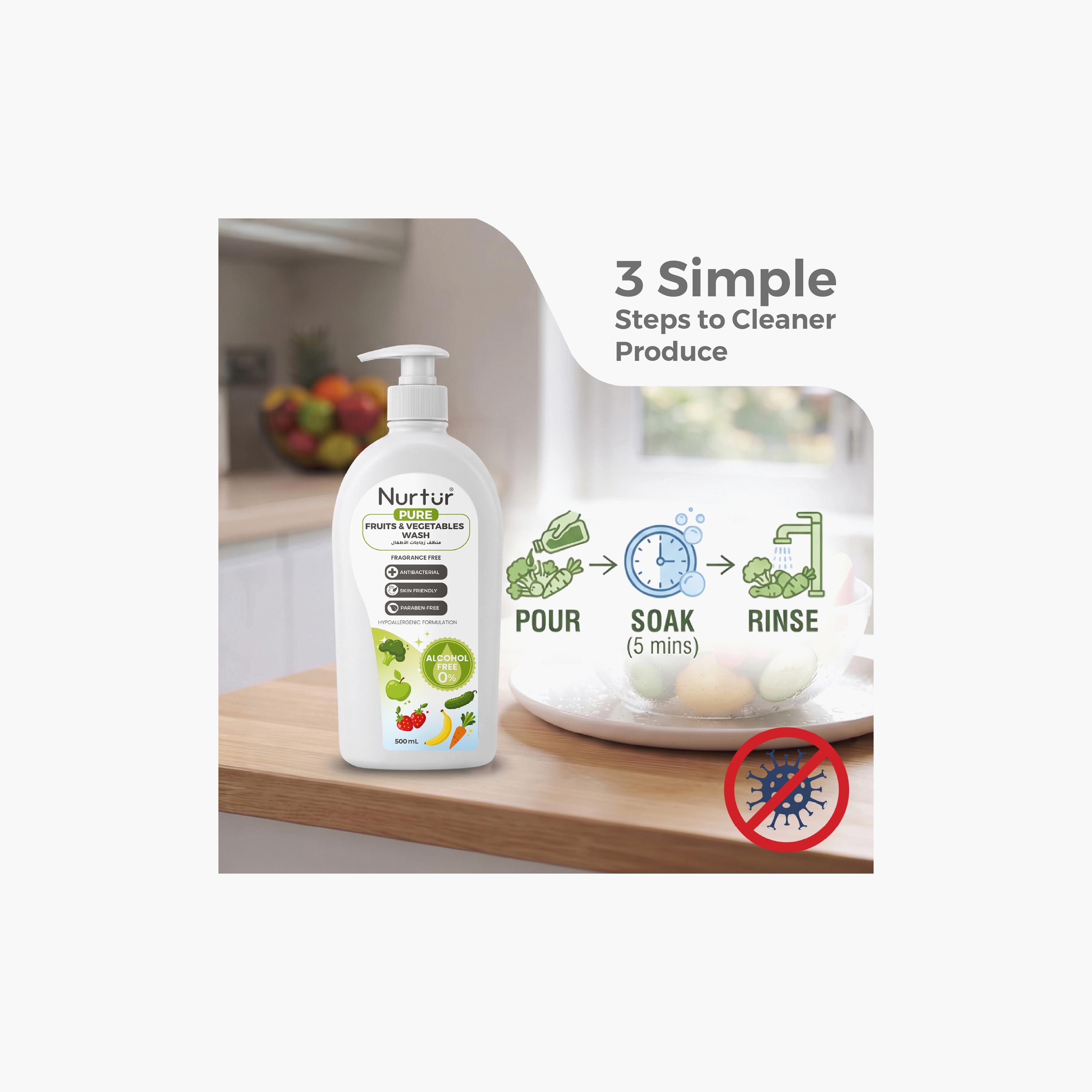 Nurtur Pure 3-Piece Alcohol & Fragrance Free Fruits & Vegetables Wash - 500 ml-baby-feeding-cleaningliquids-image-5