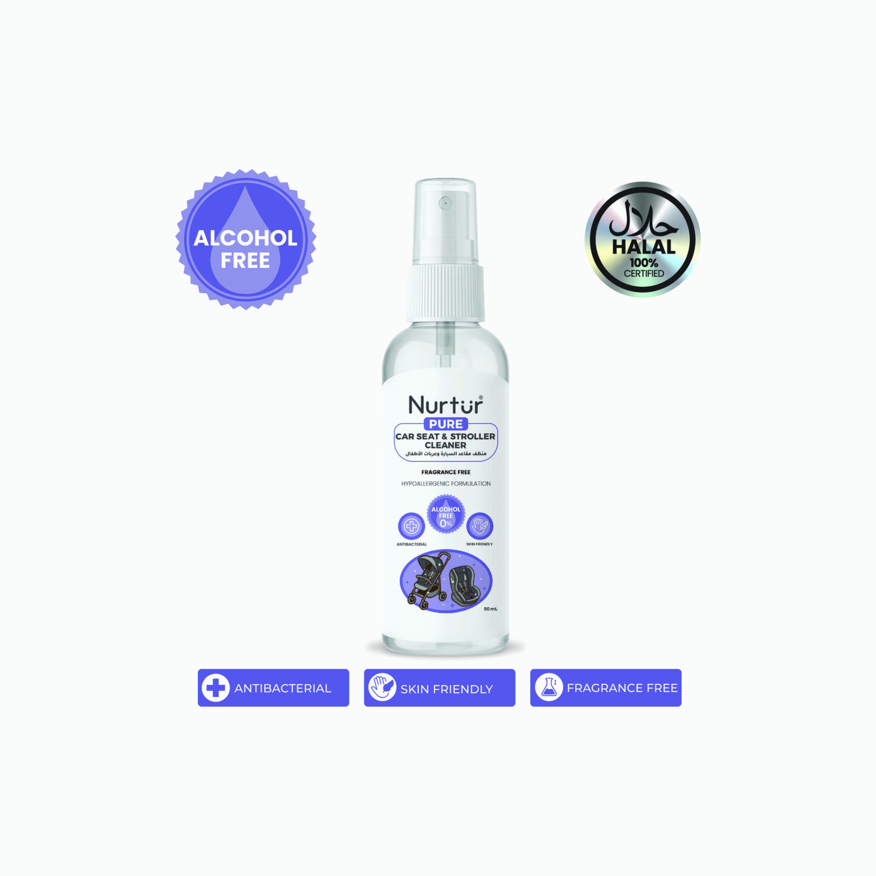 Nurtur Pure Alcohol & Fragrance Free Car Seat & Stroller Cleanser - 50 ml-baby-feeding-cleaningliquids-image-2