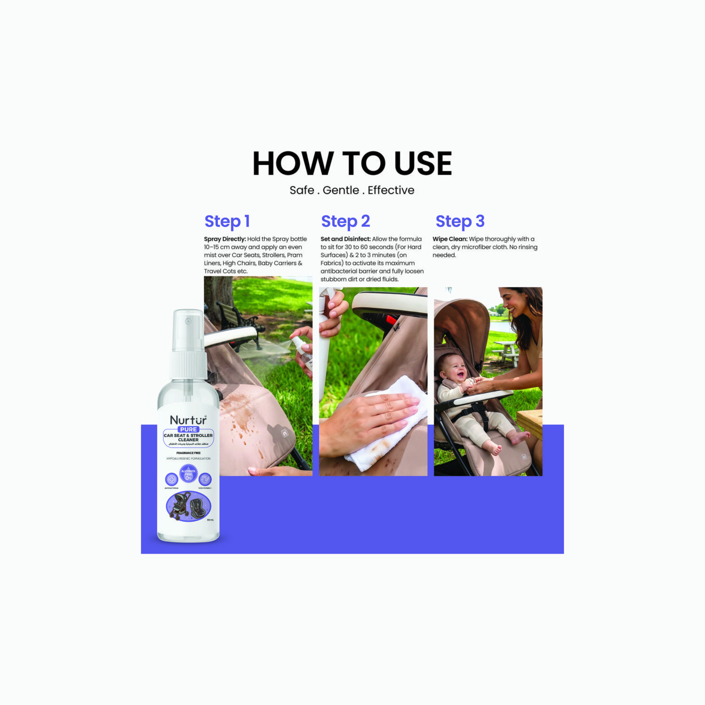 Nurtur Pure Alcohol & Fragrance Free Car Seat & Stroller Cleanser - 50 ml-baby-feeding-cleaningliquids-image-5
