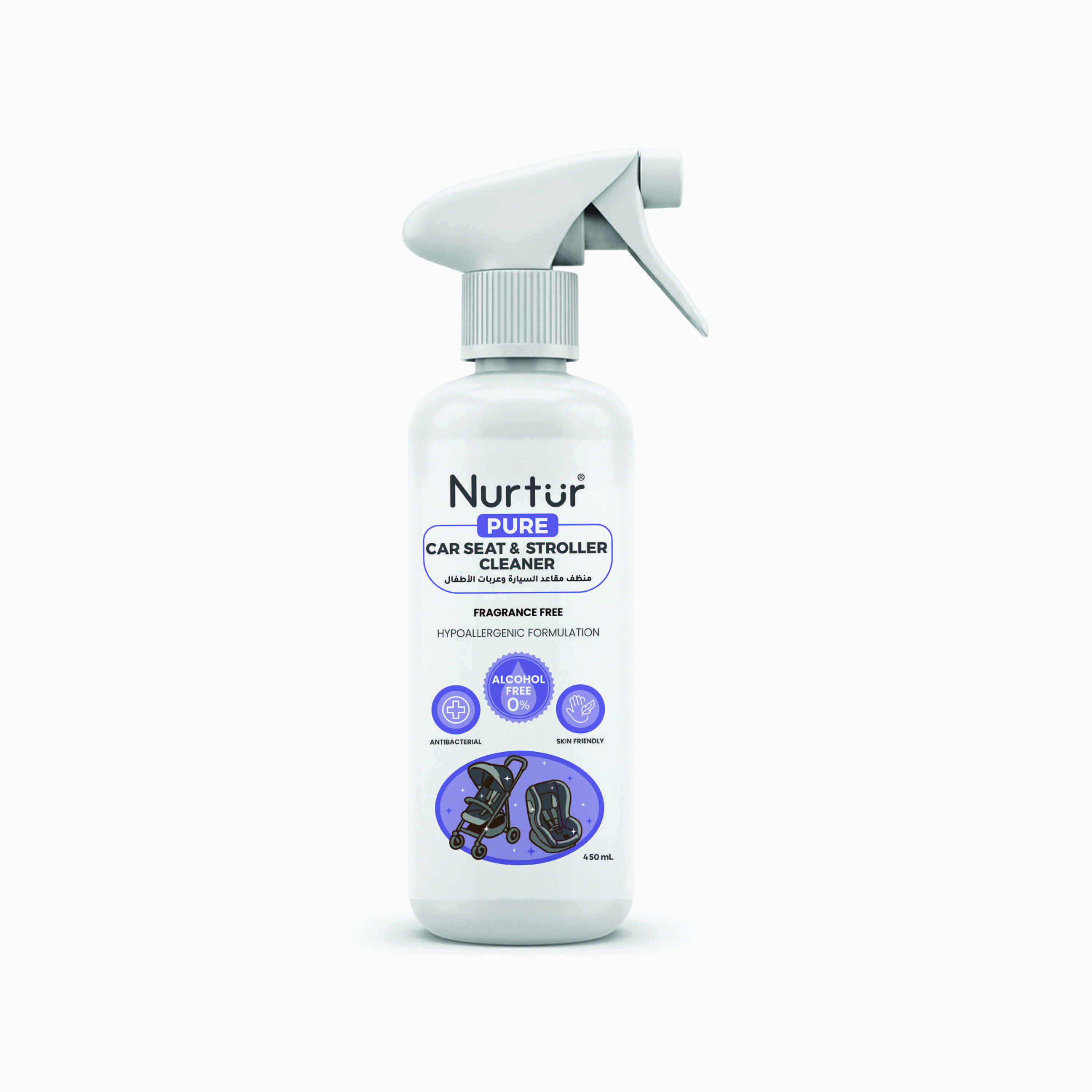 Nurtur Pure Alcohol & Fragrance Free Car Seat & Stroller Cleanser - 450 ml-baby-feeding-cleaningliquids-image-1