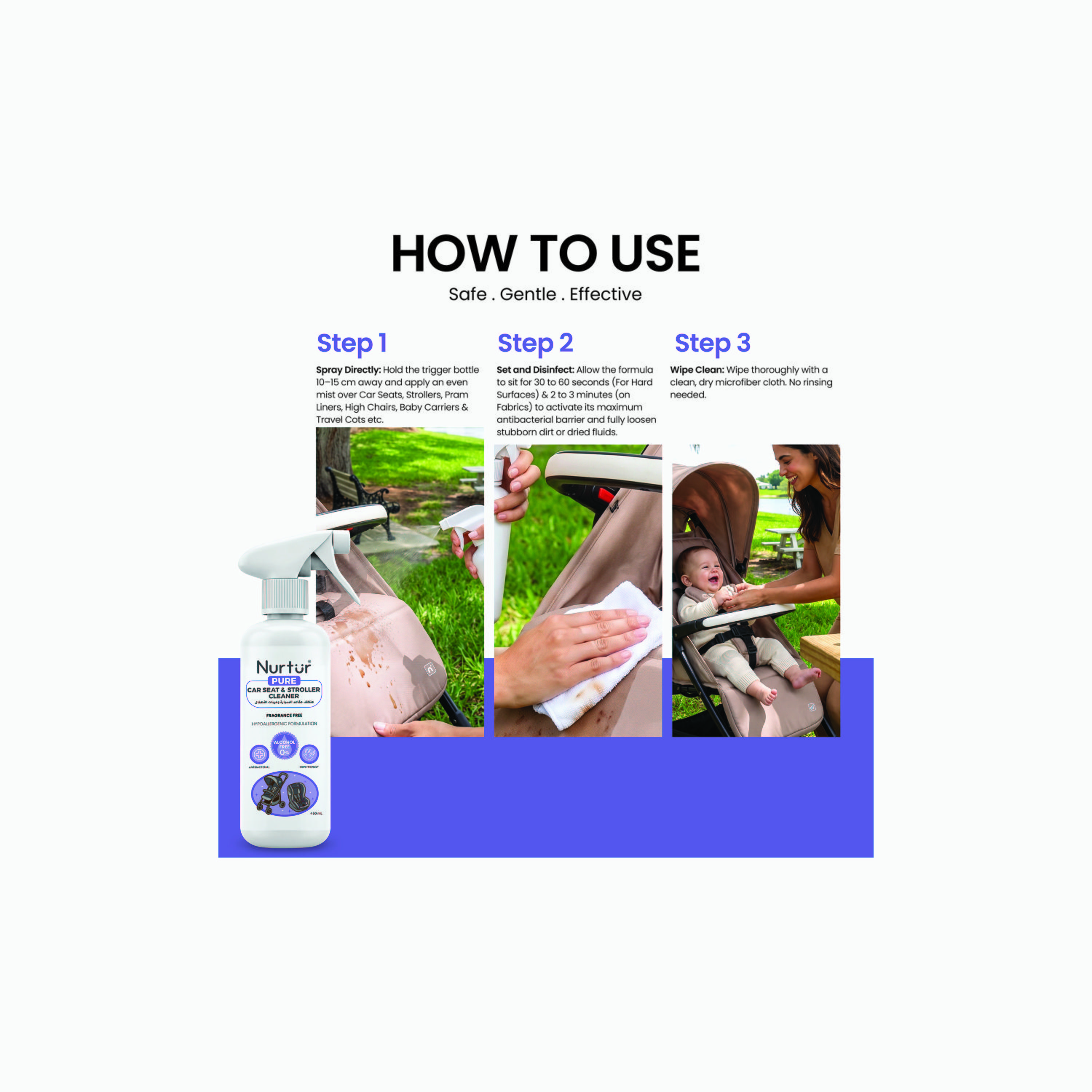Nurtur Pure Alcohol & Fragrance Free Car Seat & Stroller Cleanser - 450 ml-baby-feeding-cleaningliquids-image-5