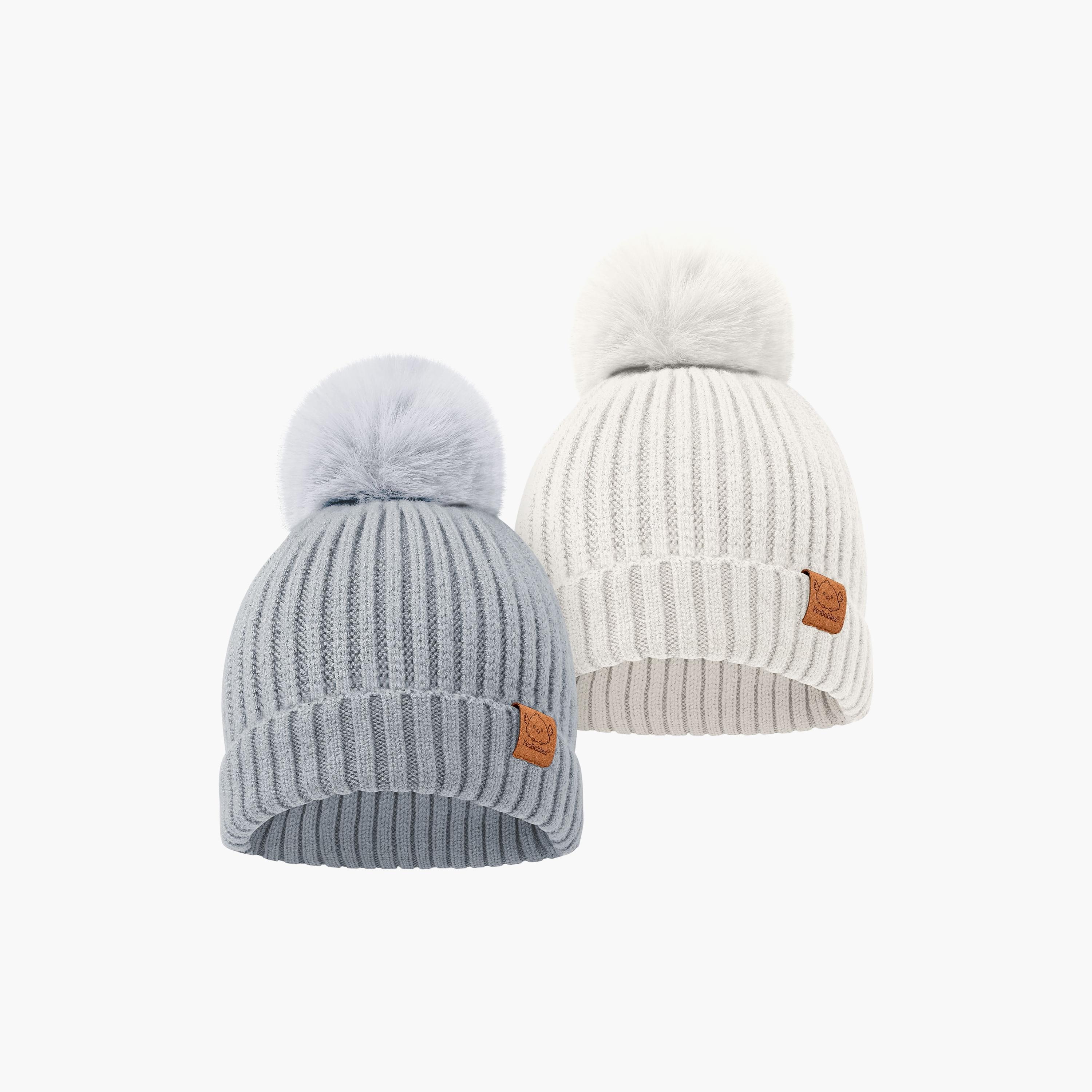 قبعات بيني تريكو بكرة بوم للأطفال عبوة من قطعتين من كيابيبيز-boys-accessories-caps-image-1