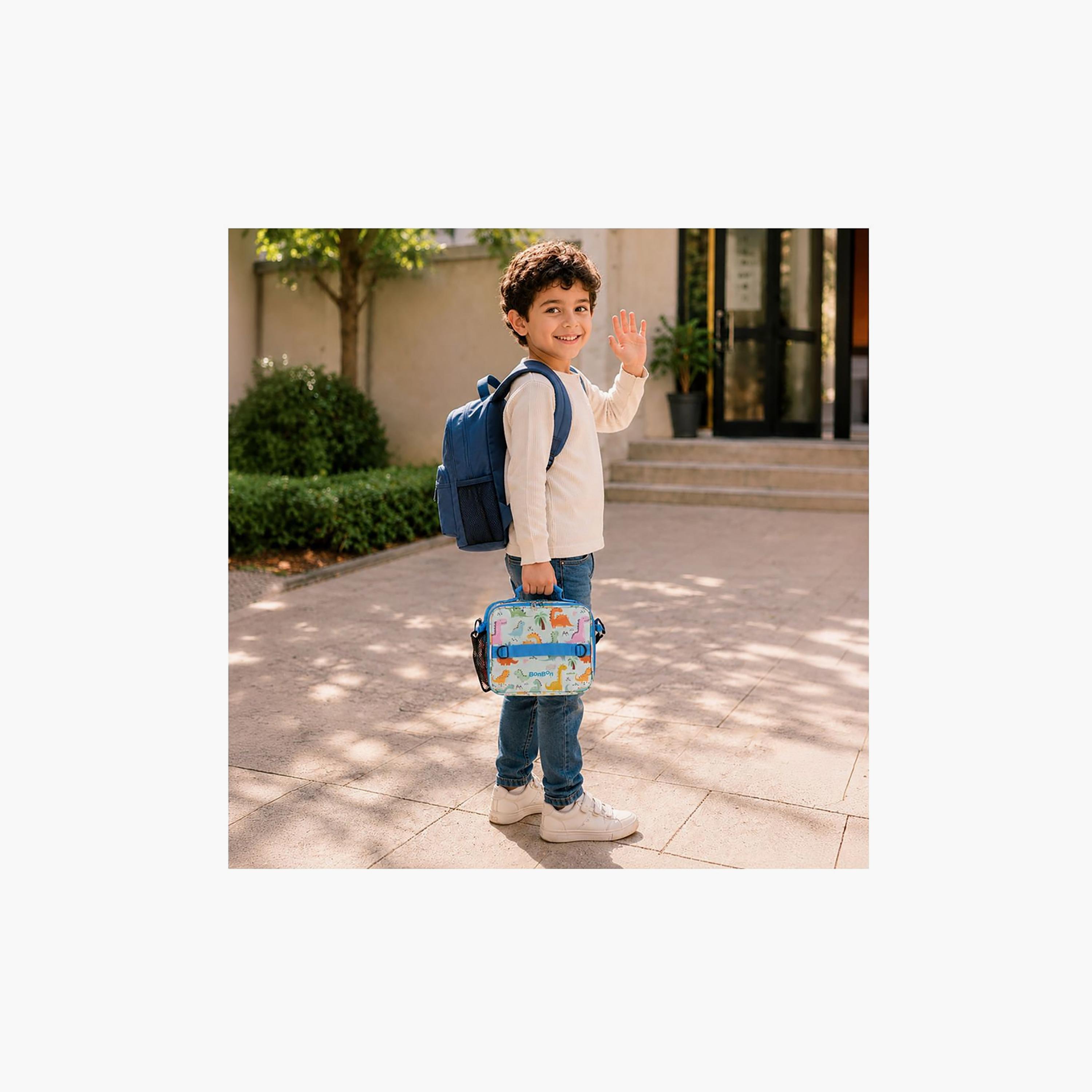 Bonbon Dinosaur Insulated Lunch Bag for Boys 2-5 Yrs with Bottle Holder & Shoulder Strap - 8.6 Inch-school-lunchessentials-lunchbags-image-6