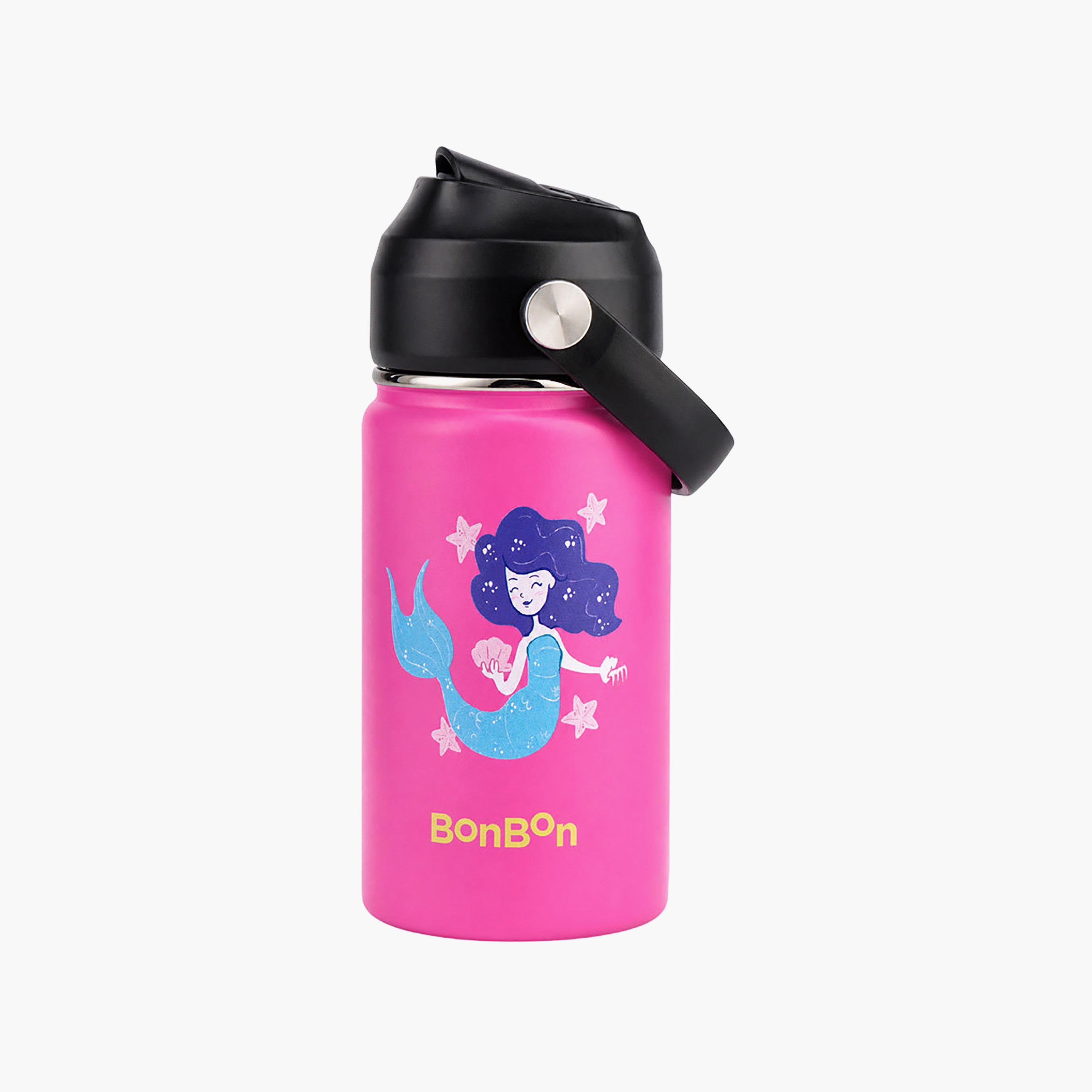 Stainless Steel Water Bottle with Flip Straw Lid Spout & Carry Handle - 350 ml-school-waterbottles-image-1