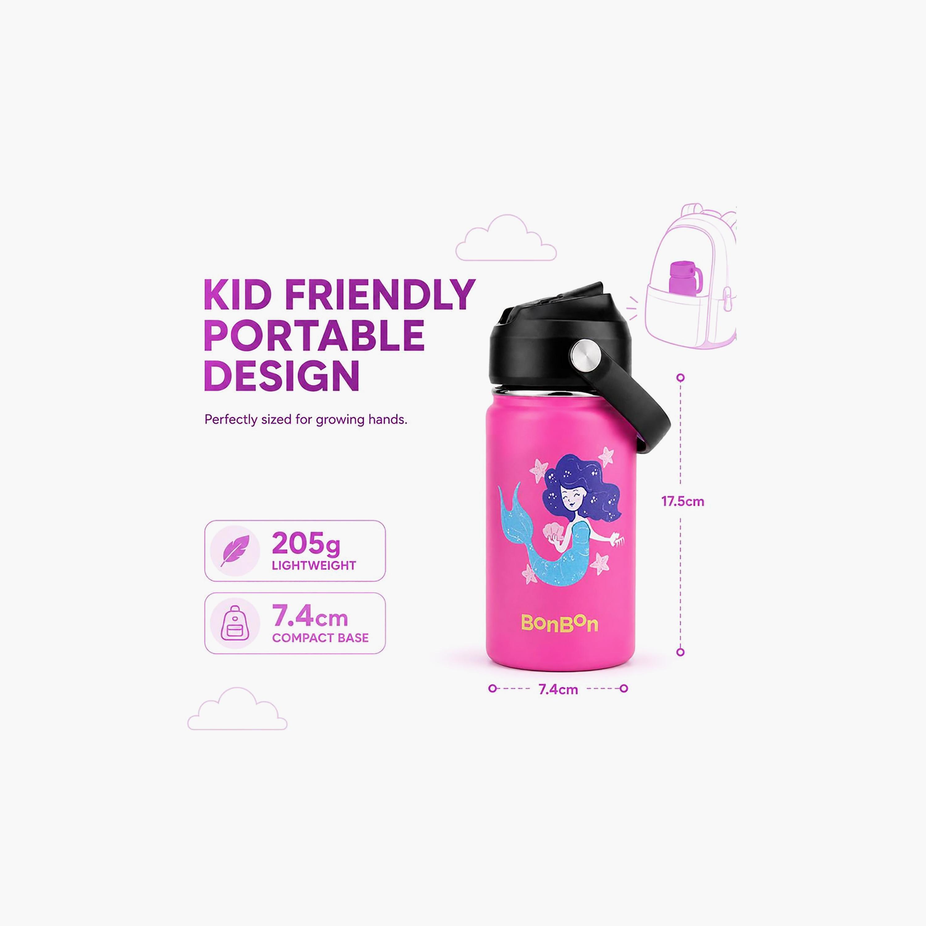 Stainless Steel Water Bottle with Flip Straw Lid Spout & Carry Handle - 350 ml-school-waterbottles-image-8
