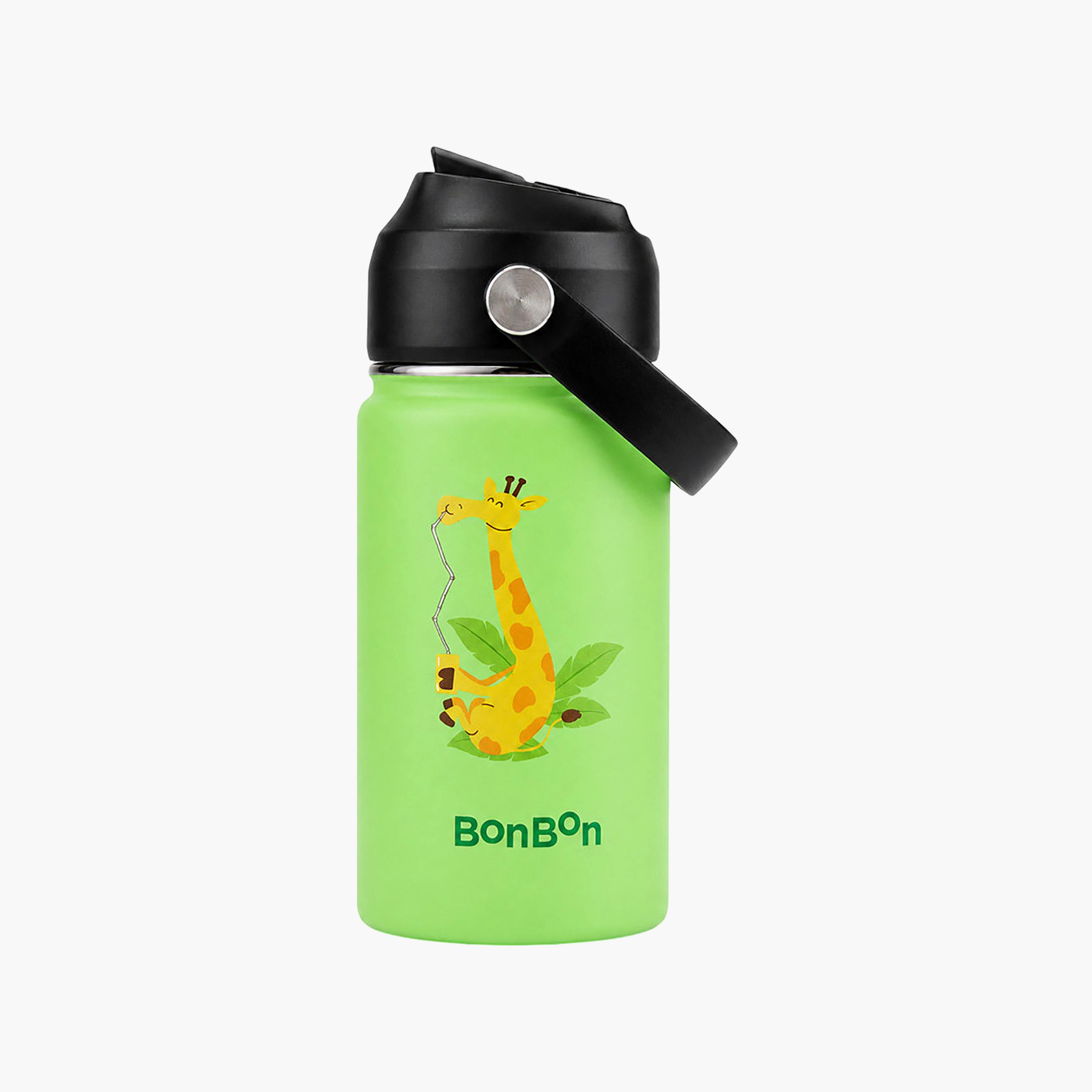 Stainless Steel Water Bottle with Flip Straw Lid Spout & Carry Handle - 350 ml-school-waterbottles-image-1