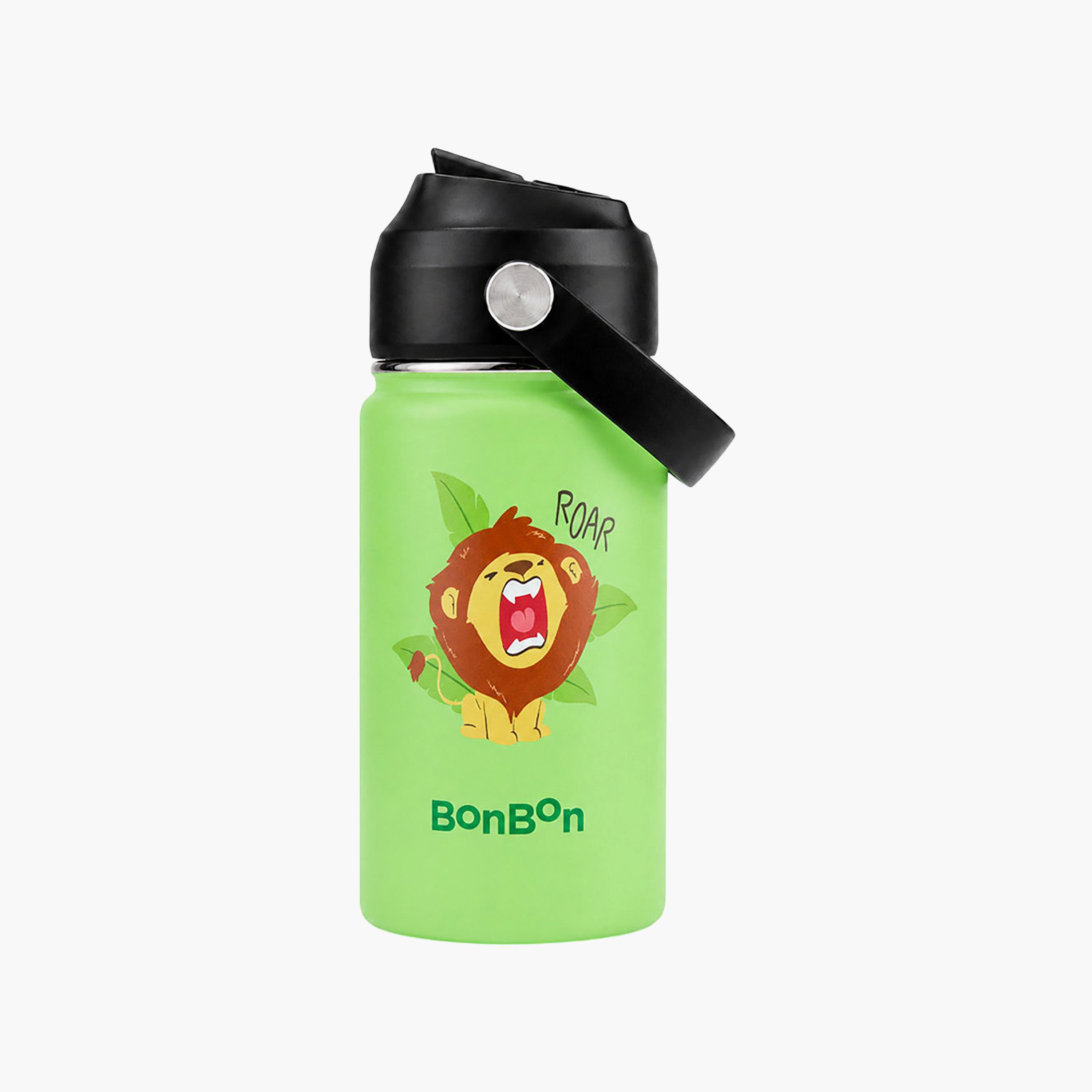 Stainless Steel Water Bottle with Flip Straw Lid Spout & Carry Handle - 350 ml-school-waterbottles-image-1