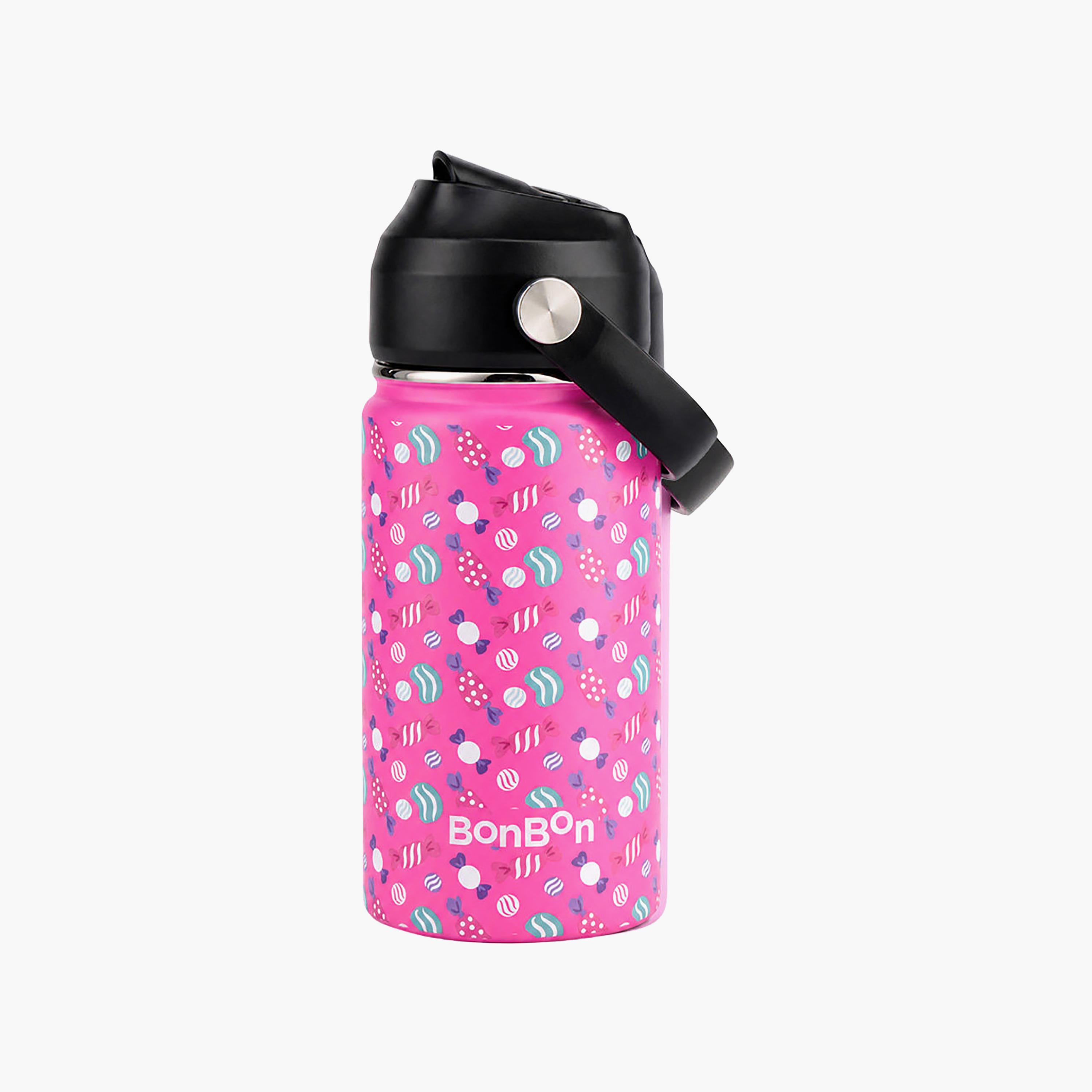 Stainless Steel Water Bottle with Flip Straw Lid Spout & Carry Handle - 350 ml-school-waterbottles-image-1