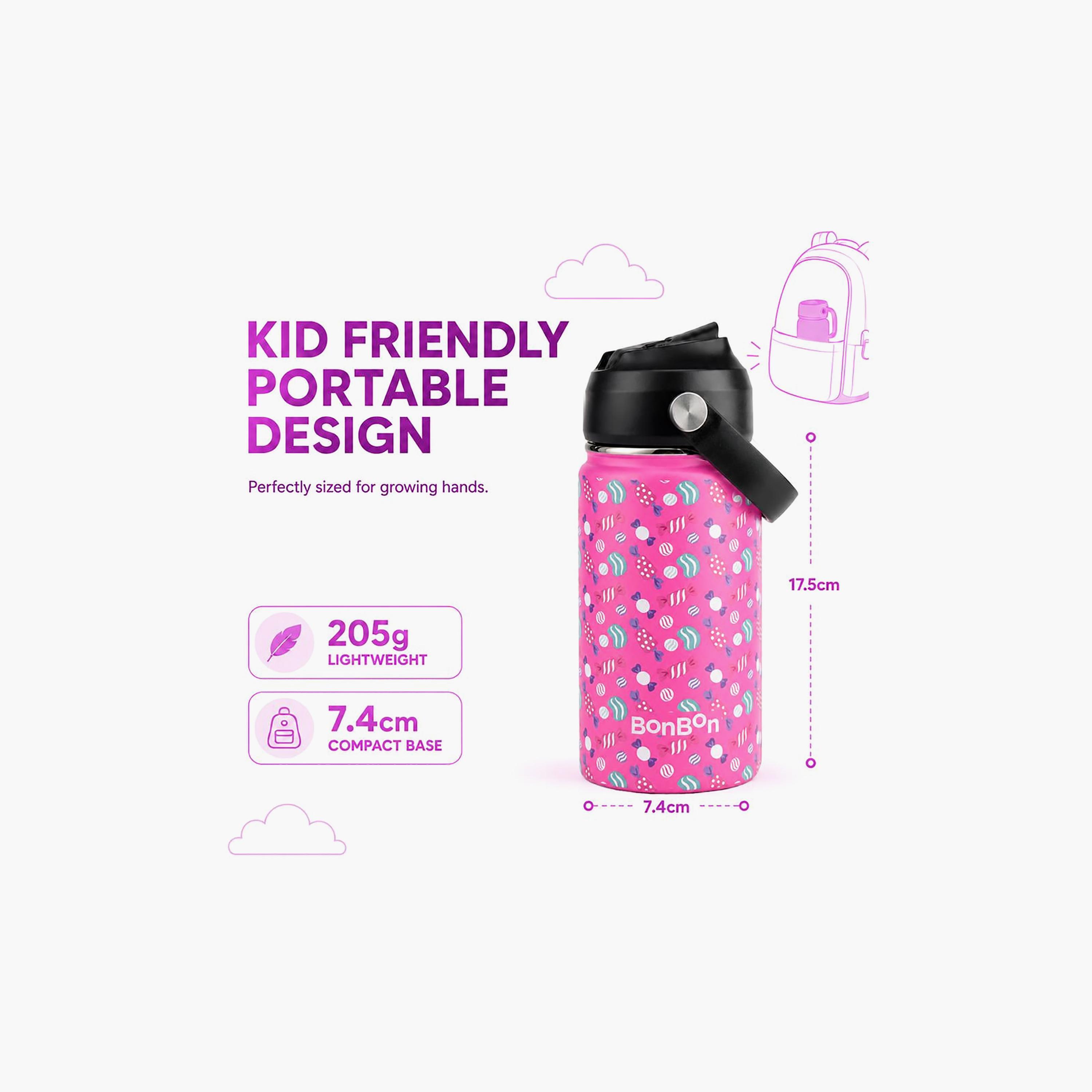 Stainless Steel Water Bottle with Flip Straw Lid Spout & Carry Handle - 350 ml-school-waterbottles-image-8