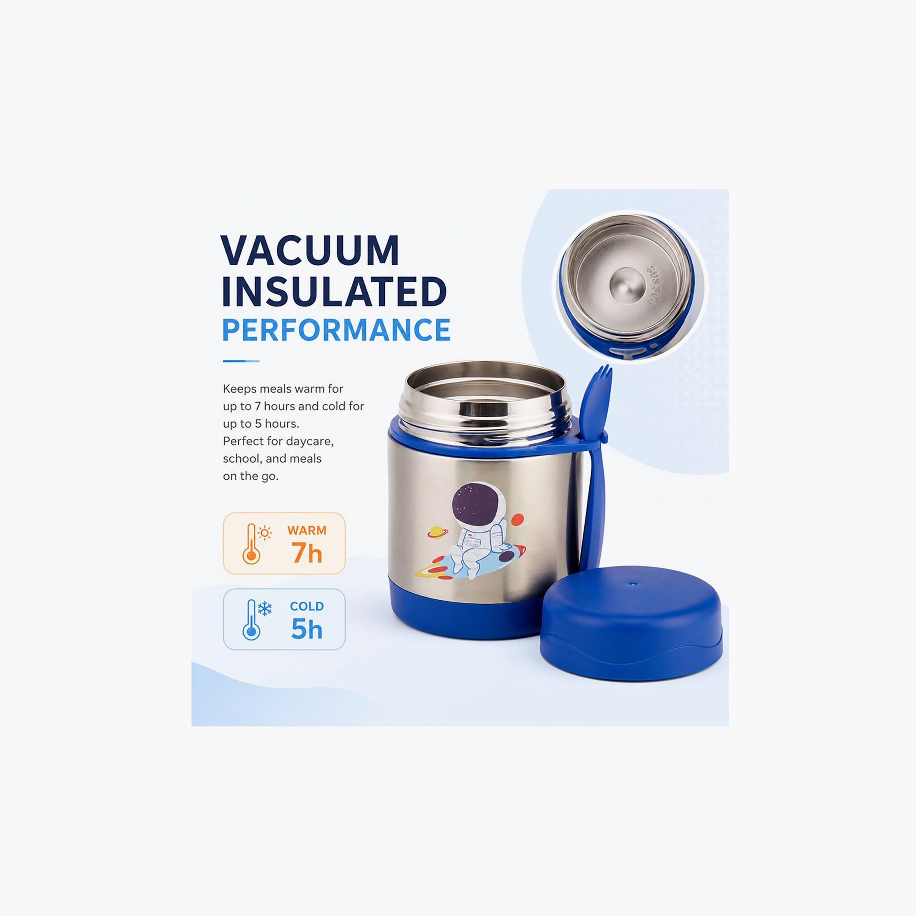 Bonbon Astronaut Insulated SS Food Jar for Boys with Spork - 300 ml-school-lunchessentials-lunchboxes-image-4