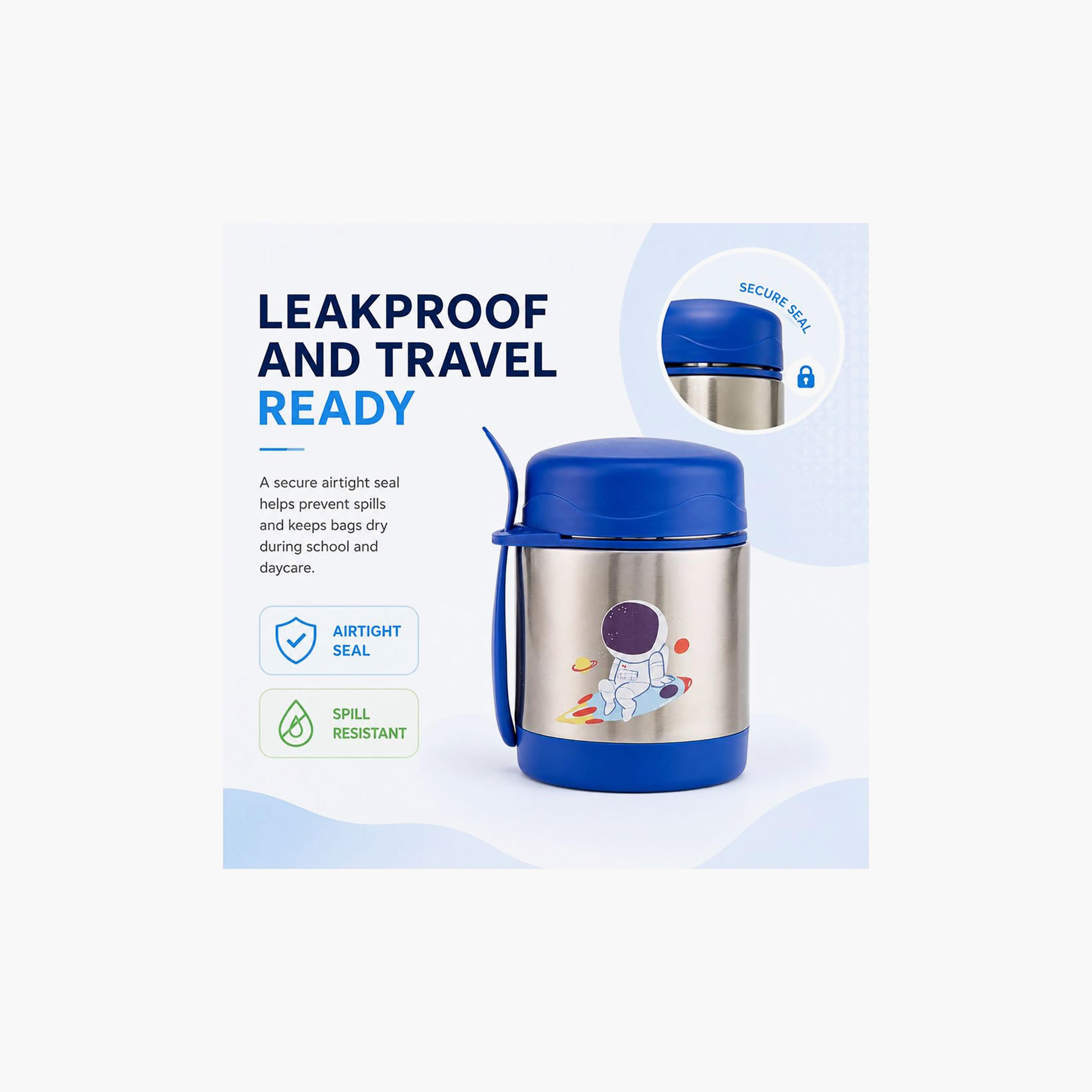 Bonbon Astronaut Insulated SS Food Jar for Boys with Spork - 300 ml-school-lunchessentials-lunchboxes-image-5