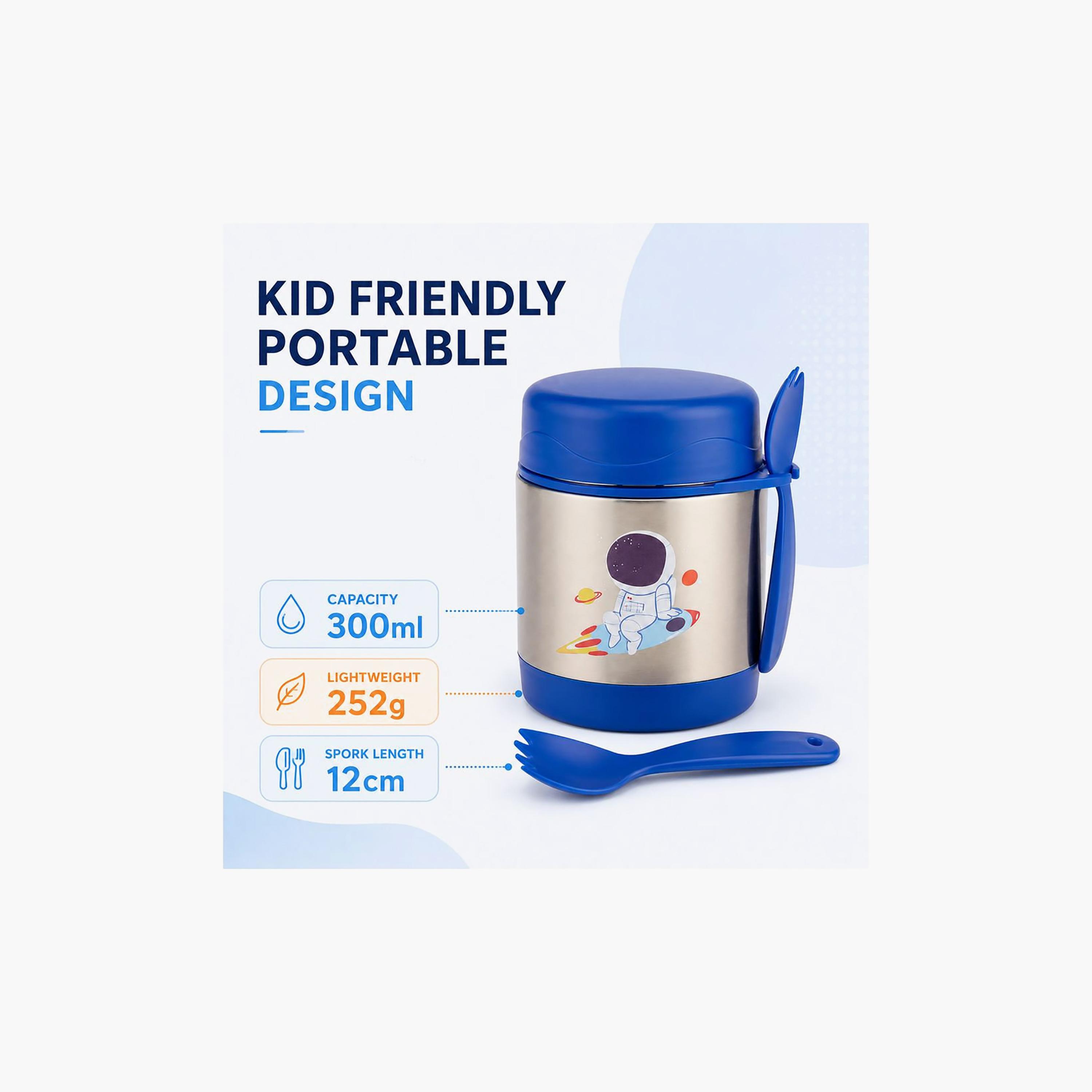 Bonbon Astronaut Insulated SS Food Jar for Boys with Spork - 300 ml-school-lunchessentials-lunchboxes-image-6