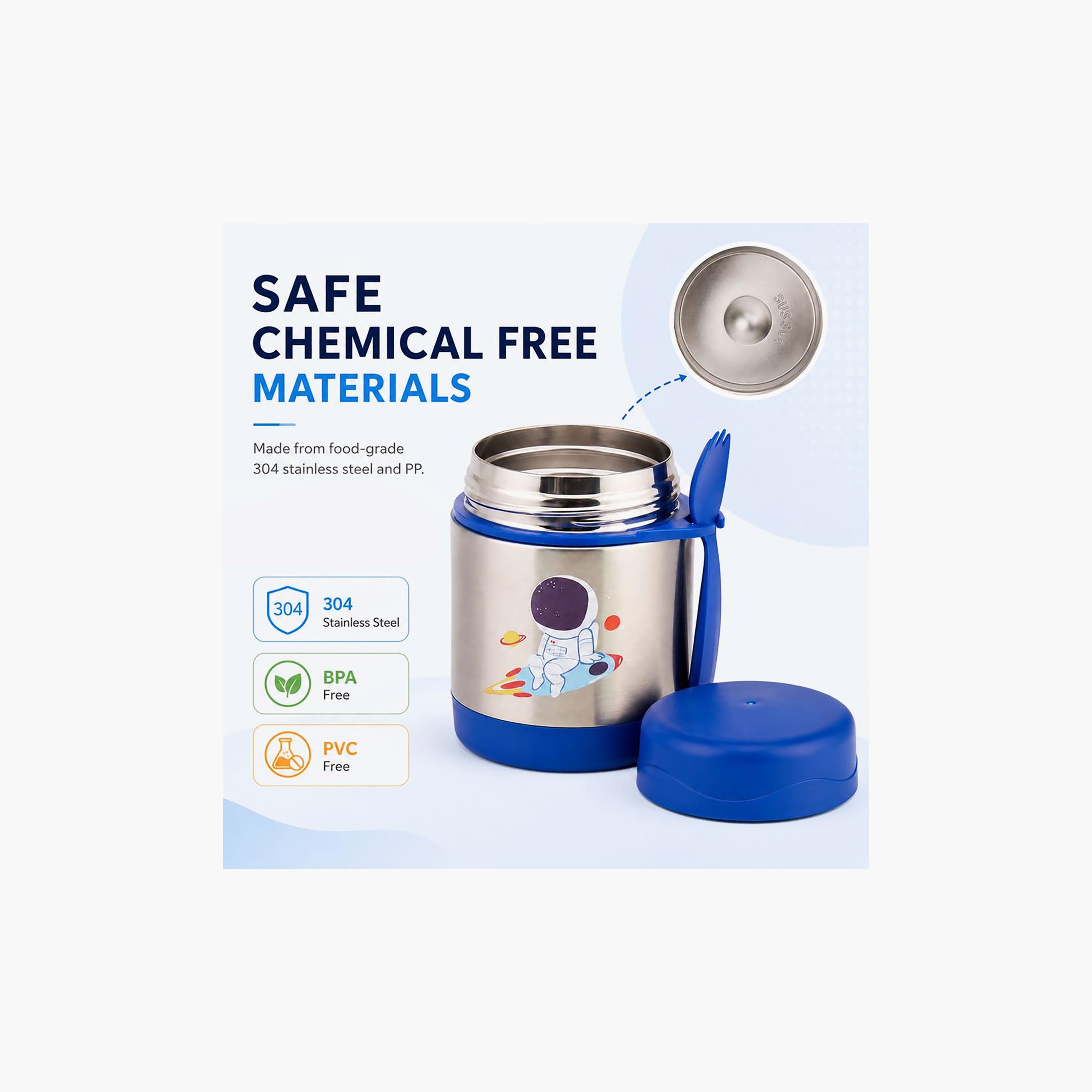 Bonbon Astronaut Insulated SS Food Jar for Boys with Spork - 300 ml-school-lunchessentials-lunchboxes-image-7