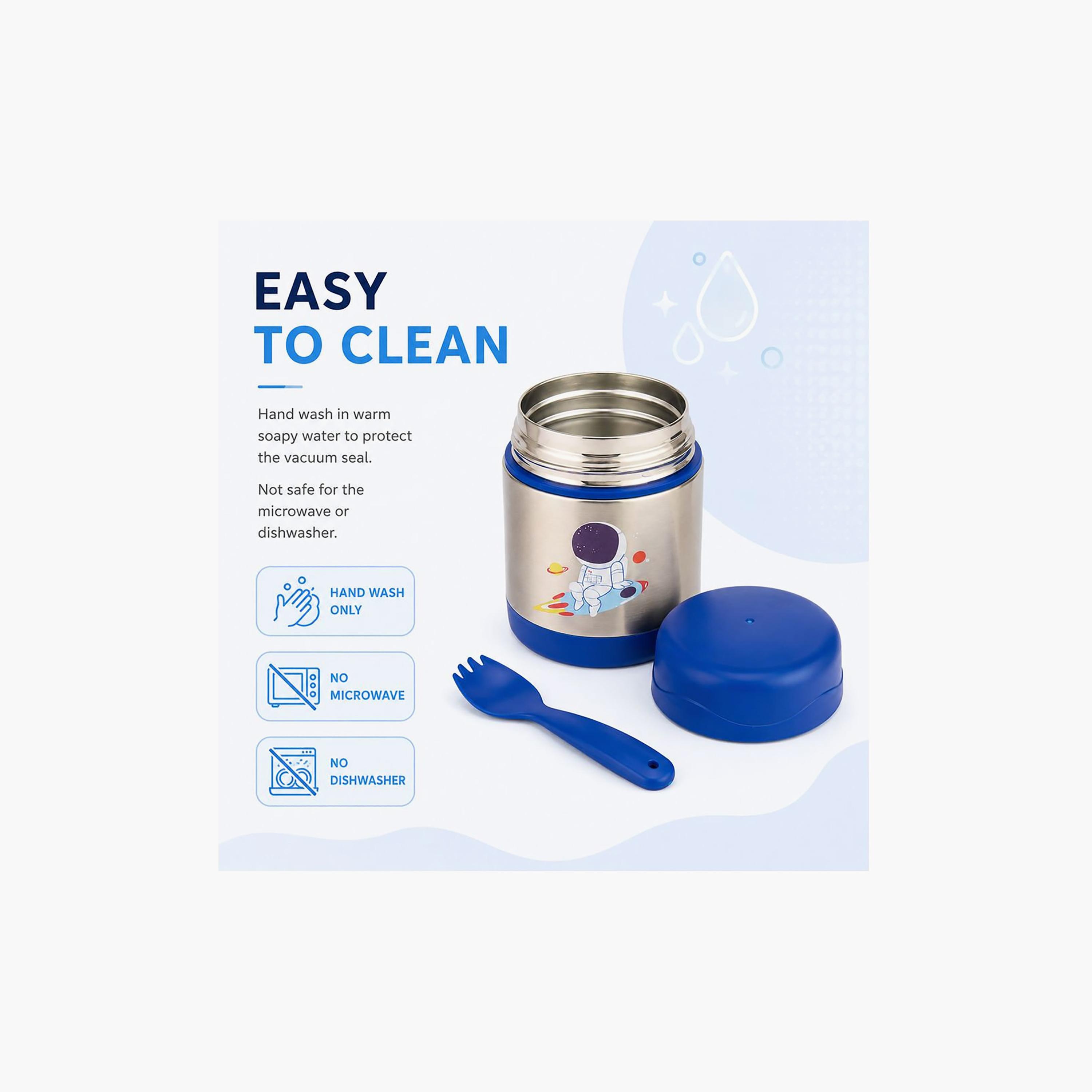 Bonbon Astronaut Insulated SS Food Jar for Boys with Spork - 300 ml-school-lunchessentials-lunchboxes-image-8