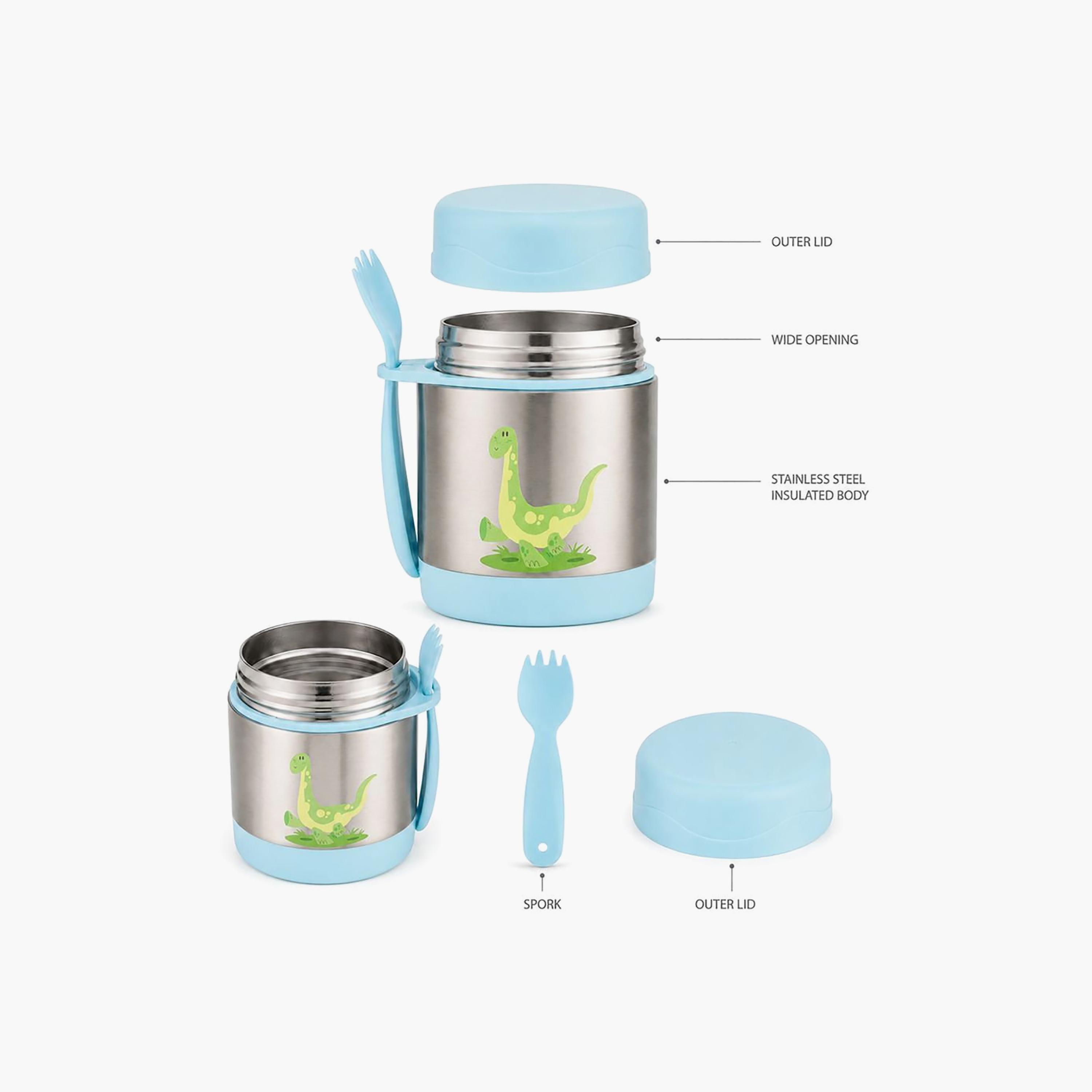 Bonbon Dinosaur Insulated SS Food Jar for Boys with Spork - 300 ml-school-lunchessentials-lunchboxes-image-5