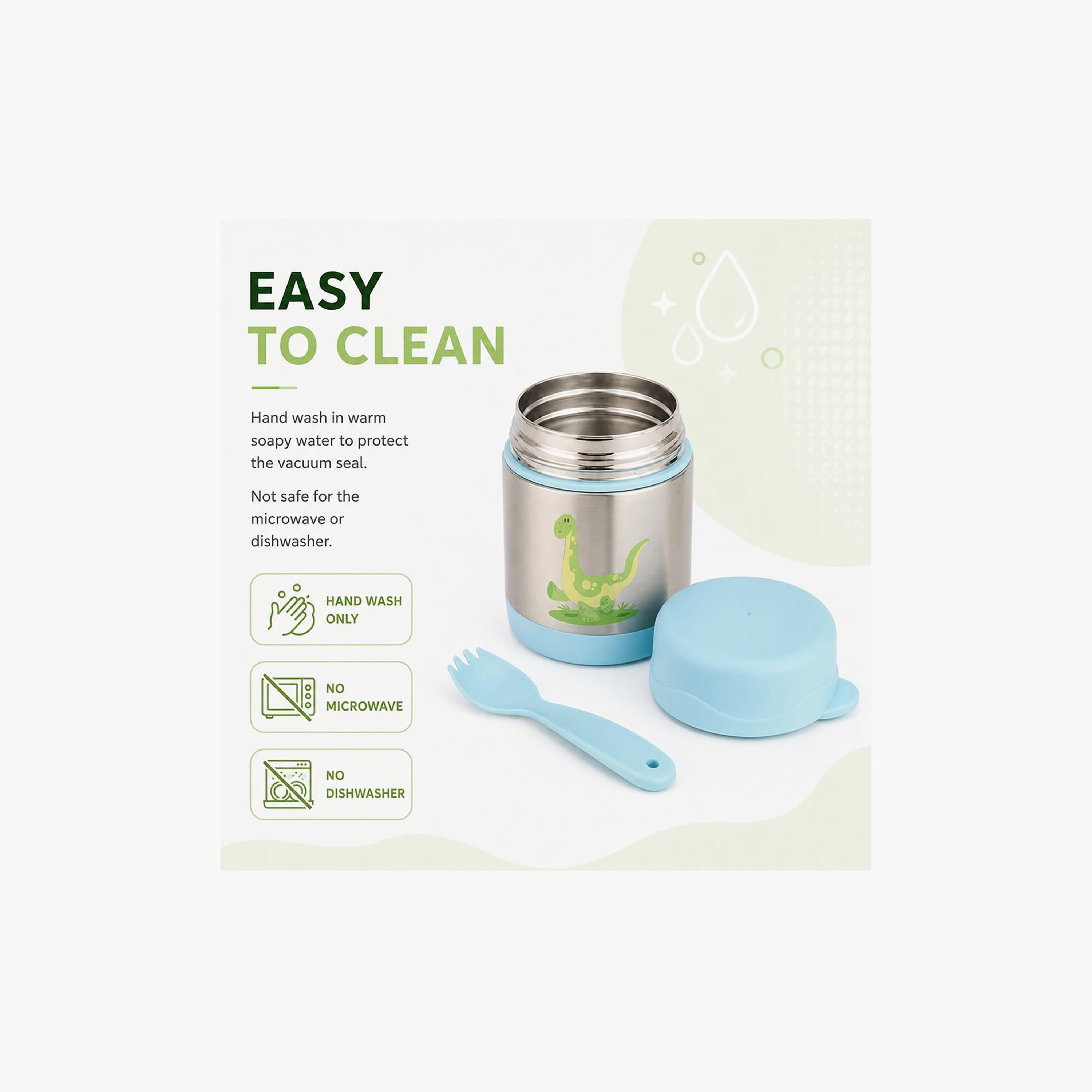 Bonbon Dinosaur Insulated SS Food Jar for Boys with Spork - 300 ml-school-lunchessentials-lunchboxes-image-7