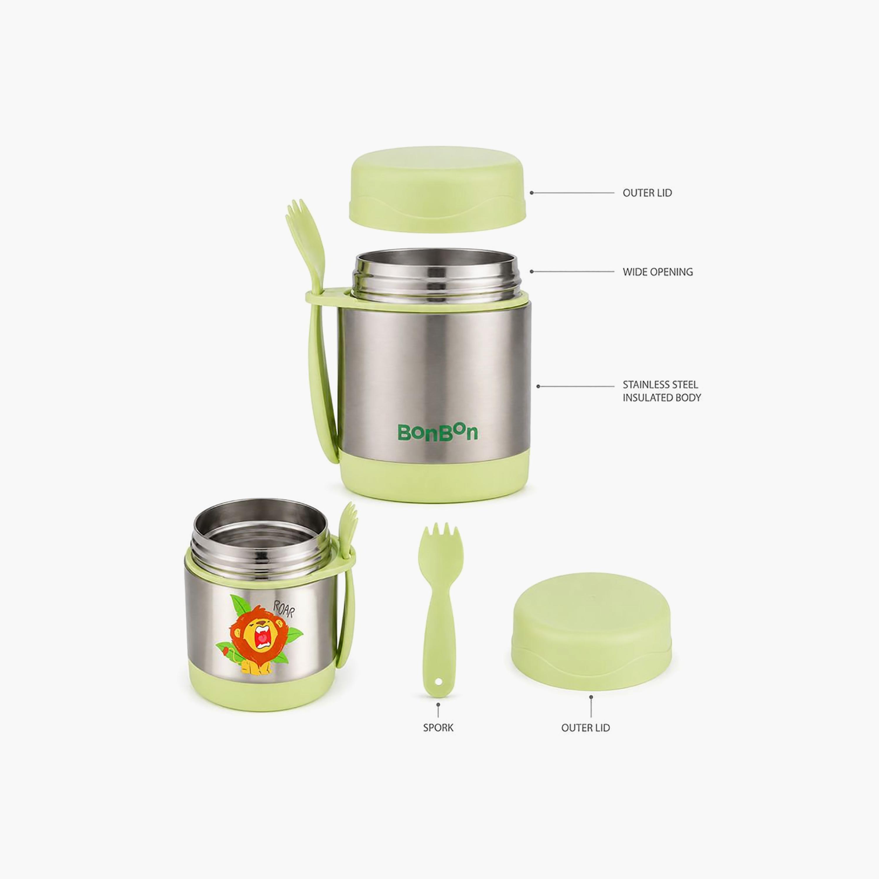 وعاء طعام معزول للأولاد بملعقة شوكة (سبورك) من بونبون لايون - 300 مل-school-lunchessentials-lunchboxes-image-2