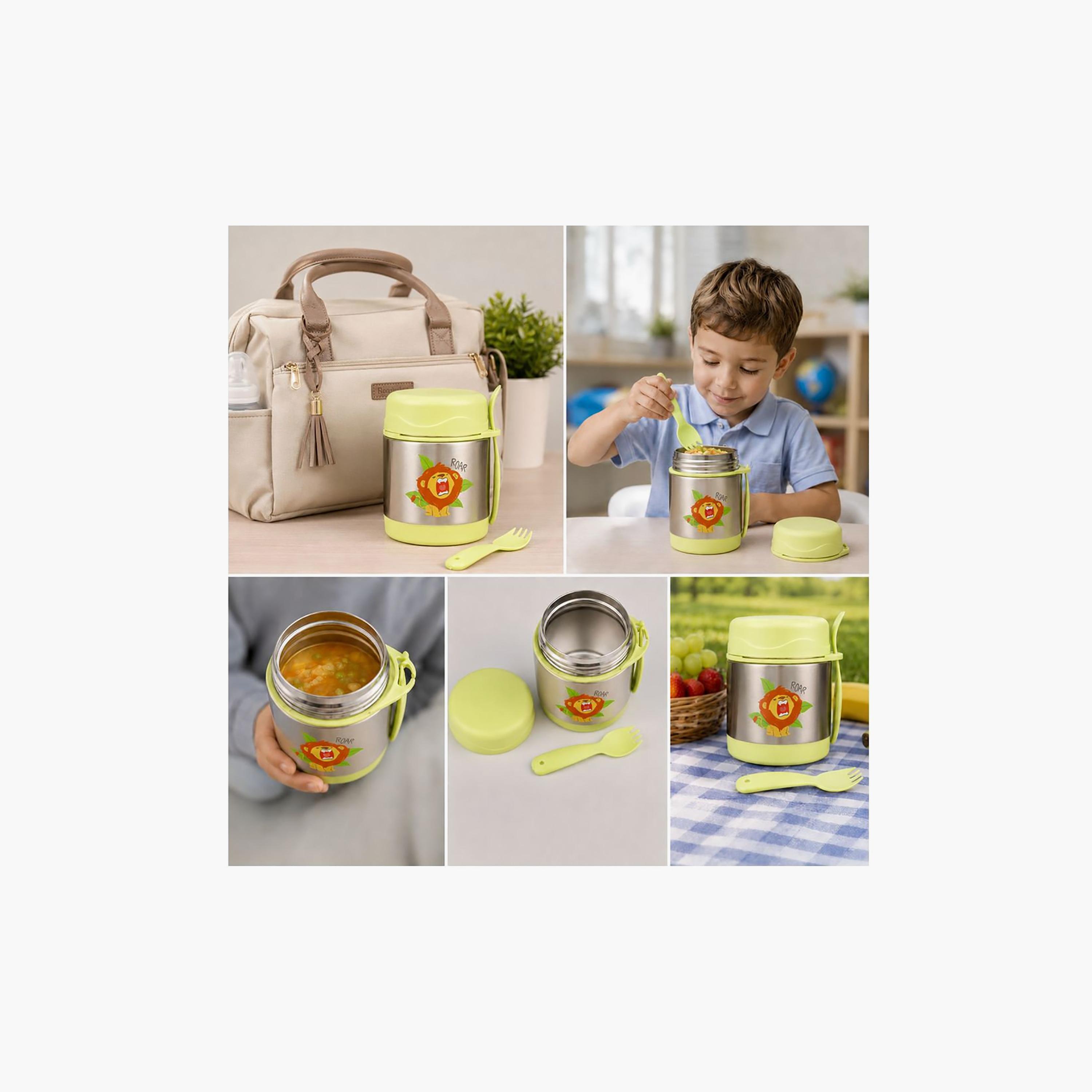 وعاء طعام معزول للأولاد بملعقة شوكة (سبورك) من بونبون لايون - 300 مل-school-lunchessentials-lunchboxes-image-3