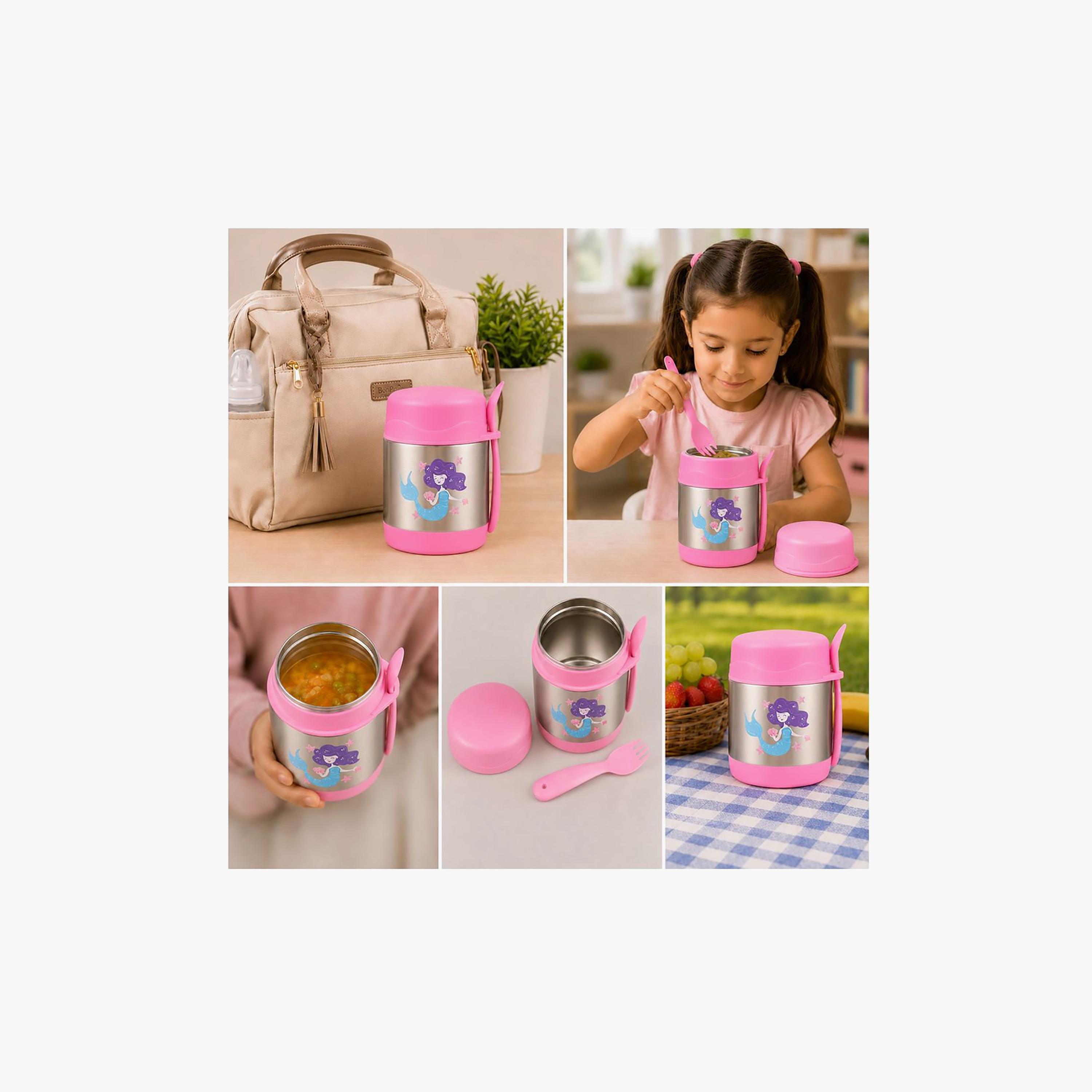 وعاء عزل حراري بونبون ميرميد مع شوكة-ملعقة للبنات - 300 مل-school-lunchessentials-lunchboxes-image-6