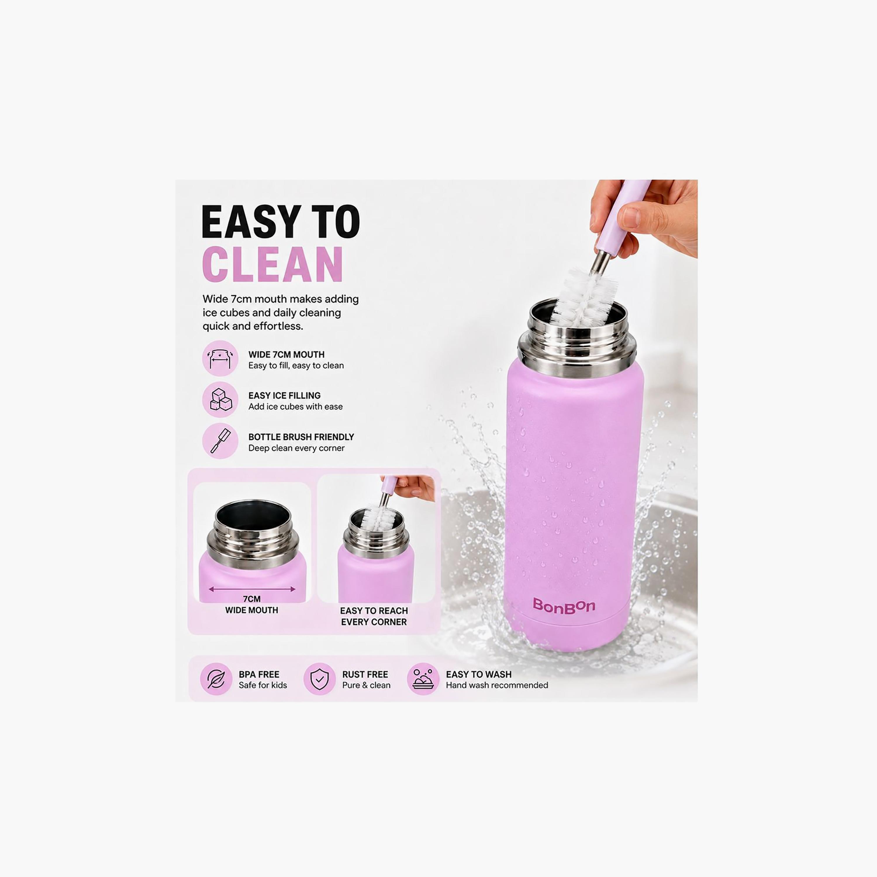 Stainless Steel Water Bottle with Straw Lid Spout & Carry Handle - 750 ml-school-waterbottles-image-3