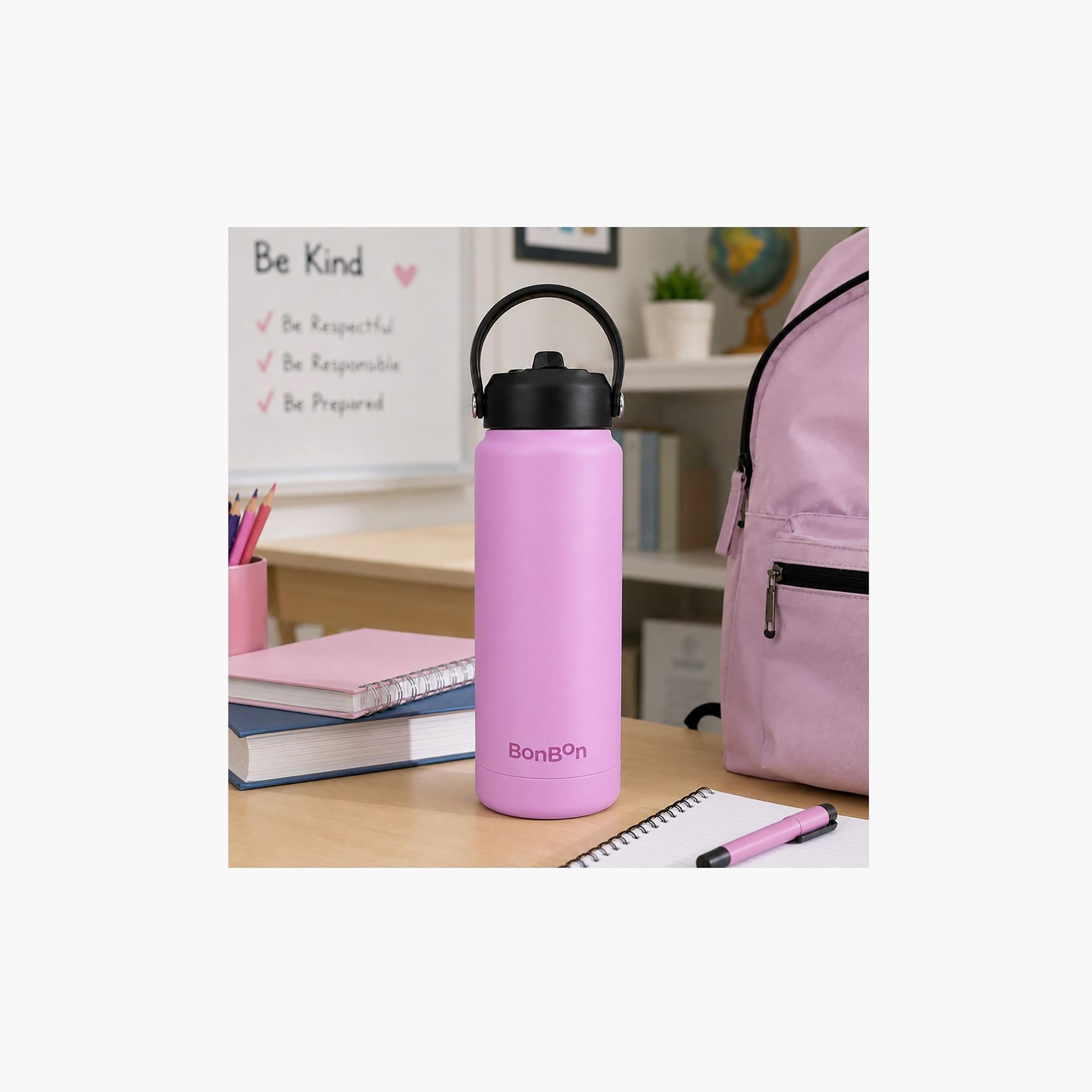 Stainless Steel Water Bottle with Straw Lid Spout & Carry Handle - 750 ml-school-waterbottles-image-6