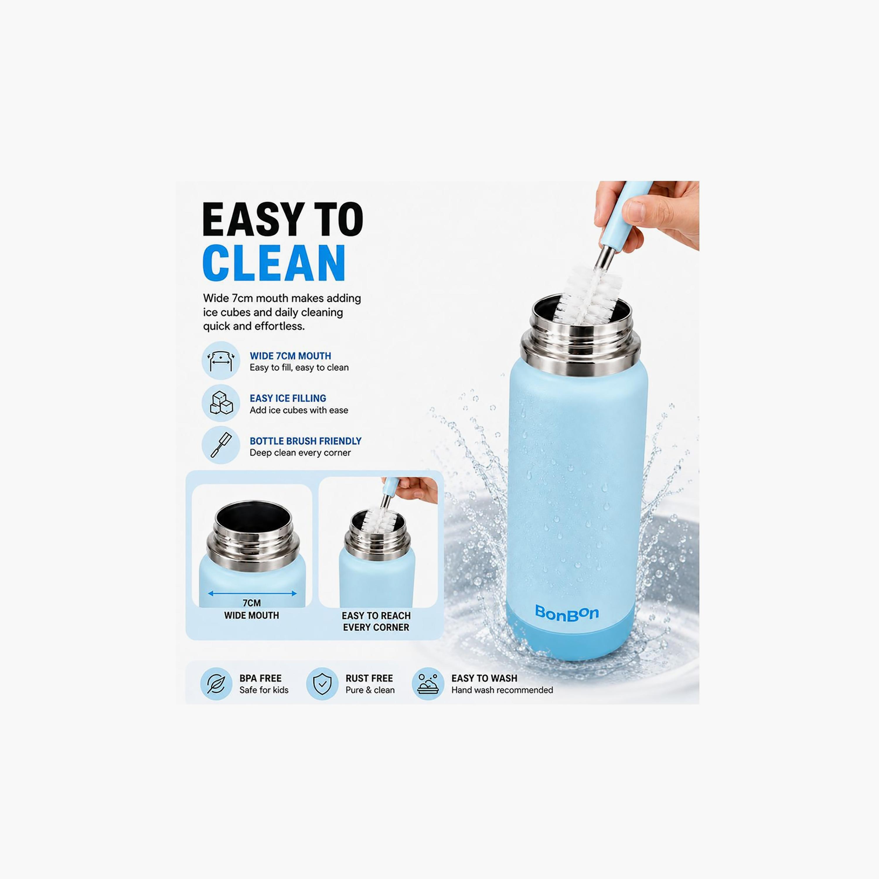 Stainless Steel Water Bottle with Straw Lid Spout & Carry Handle - 750 ml-school-waterbottles-image-6
