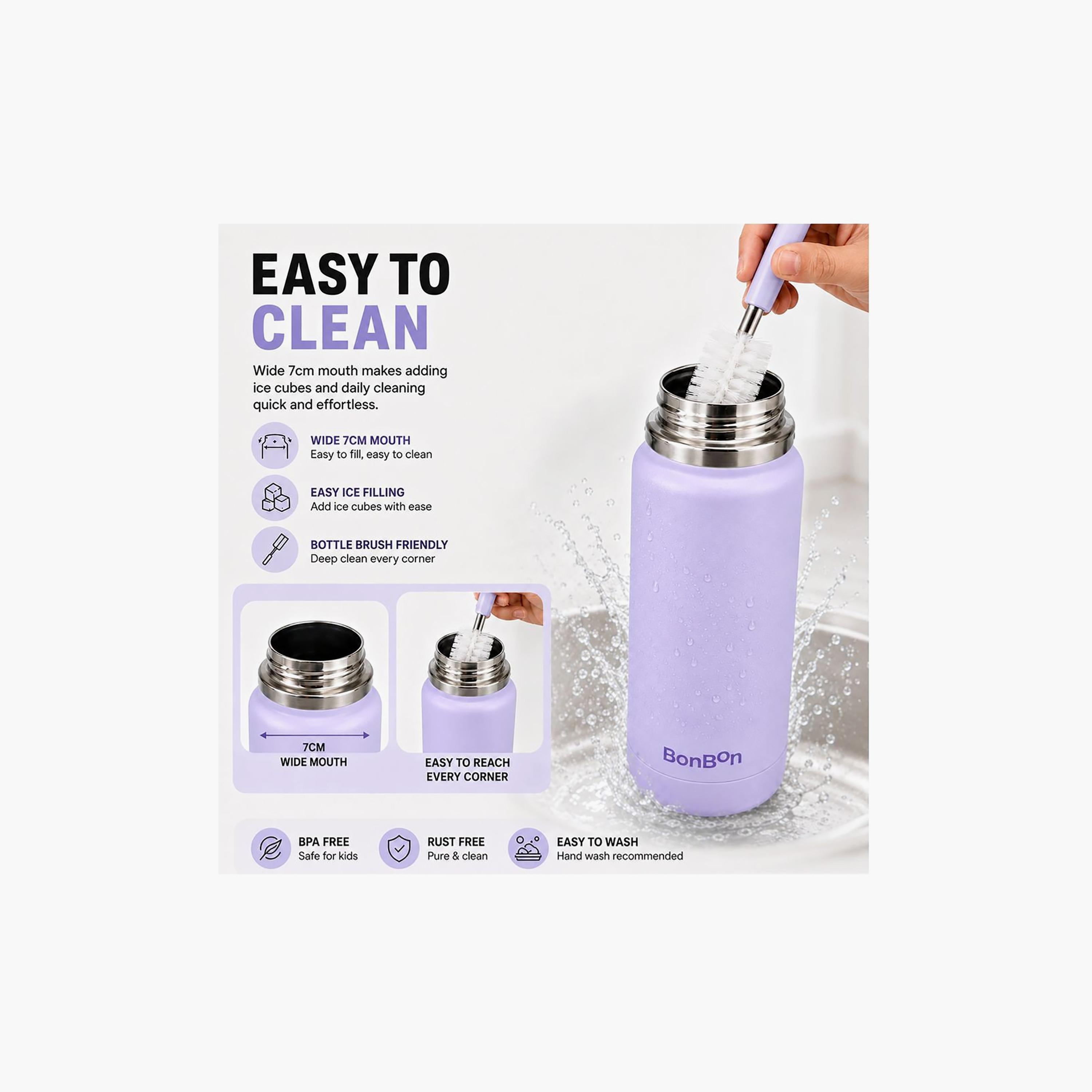 Stainless Steel Water Bottle with Straw Lid Spout & Carry Handle - 750 ml-school-waterbottles-image-2