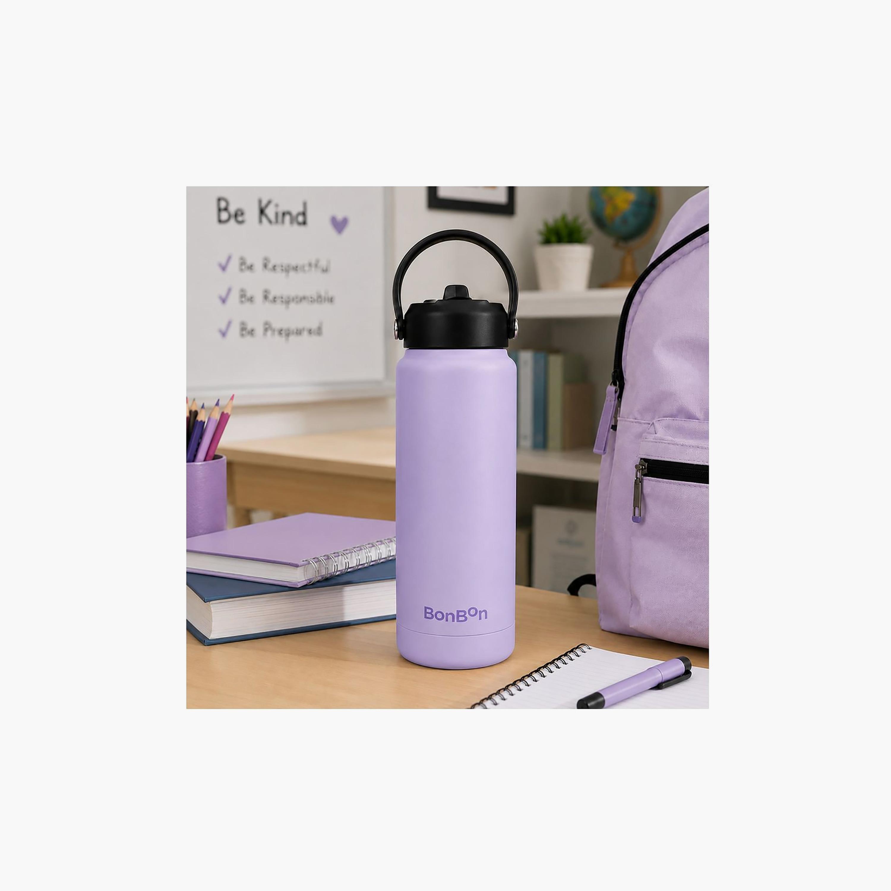 Stainless Steel Water Bottle with Straw Lid Spout & Carry Handle - 750 ml-school-waterbottles-image-6