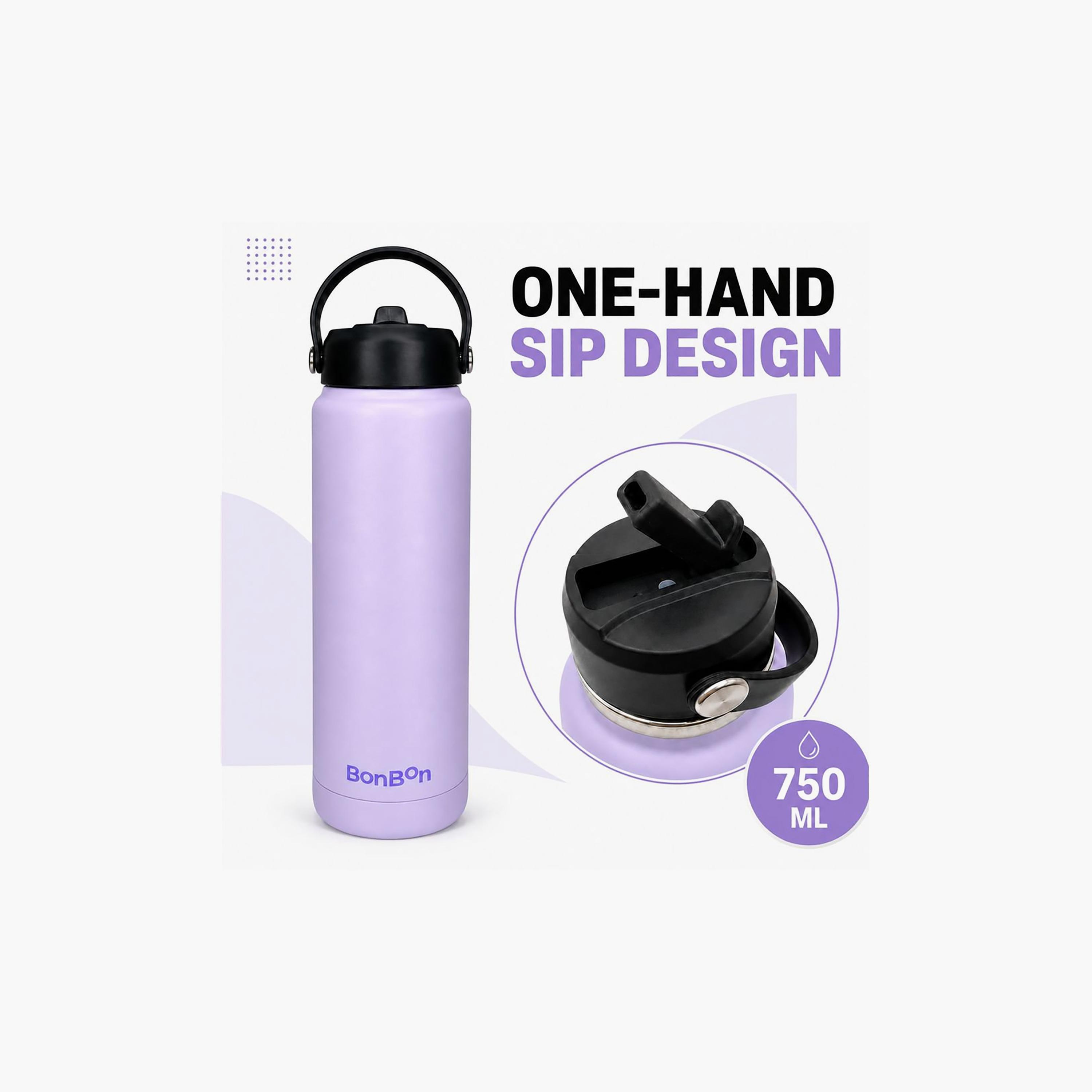 Stainless Steel Water Bottle with Straw Lid Spout & Carry Handle - 750 ml-school-waterbottles-image-7