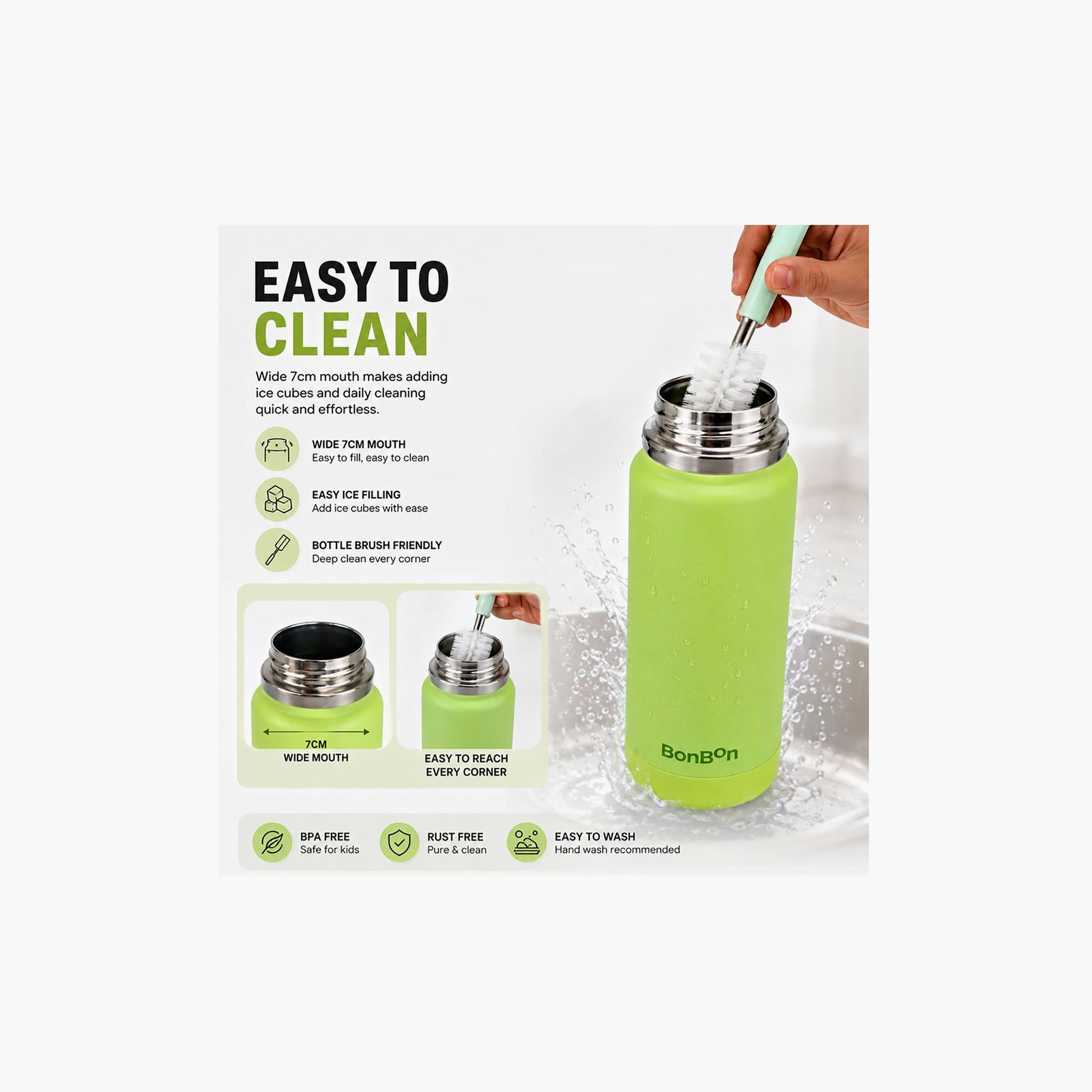Stainless Steel Water Bottle with Straw Lid Spout & Carry Handle - 750 ml-school-waterbottles-image-2