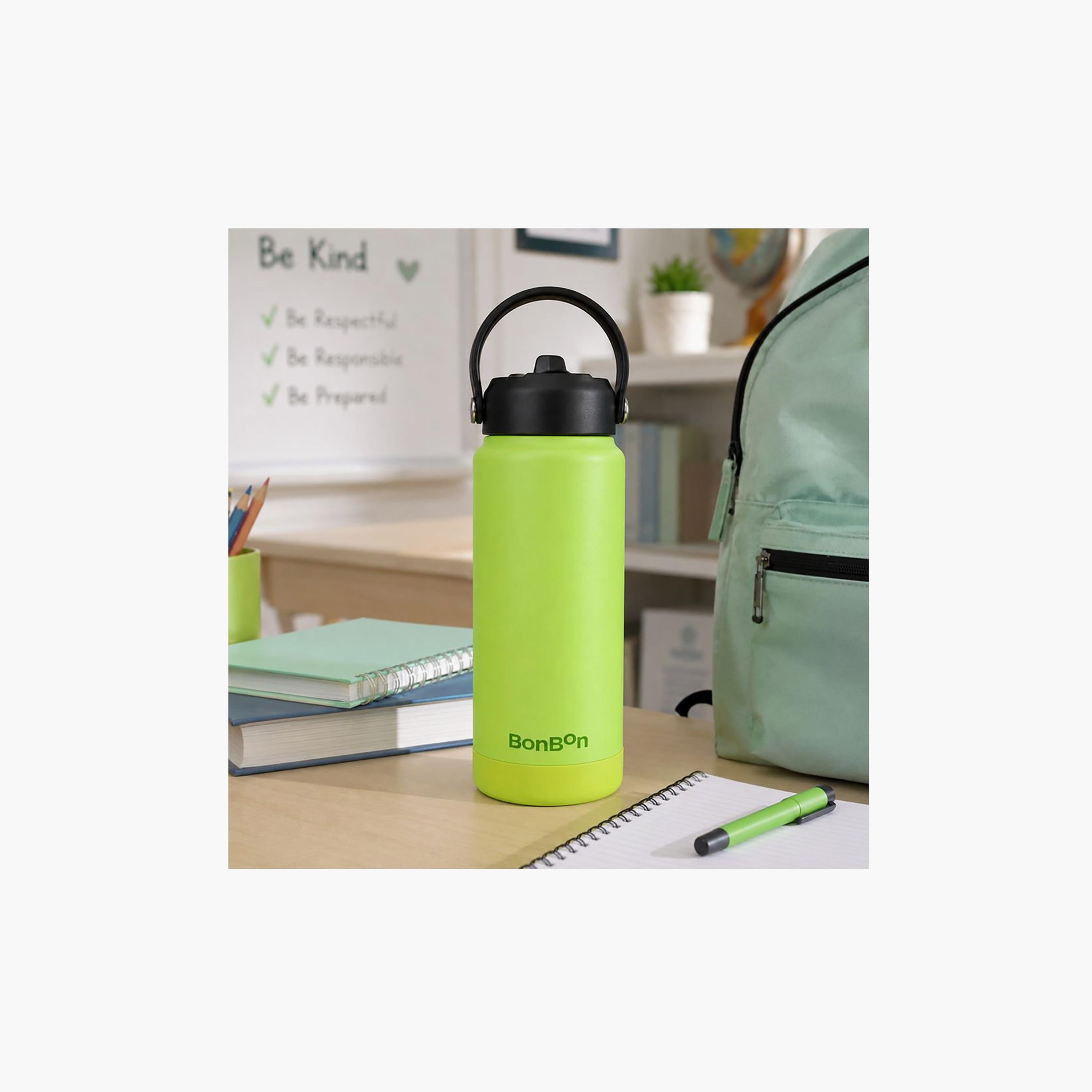 Stainless Steel Water Bottle with Straw Lid Spout & Carry Handle - 750 ml-school-waterbottles-image-3