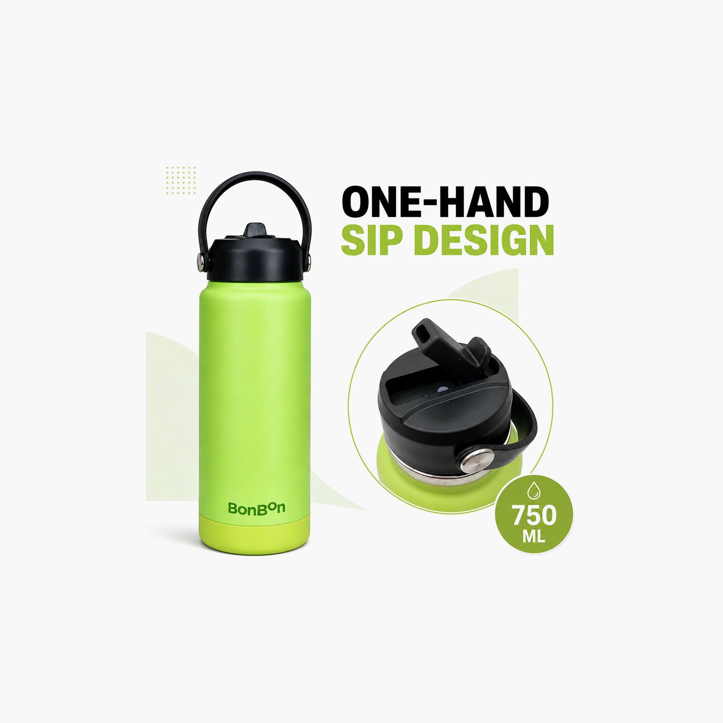 Stainless Steel Water Bottle with Straw Lid Spout & Carry Handle - 750 ml-school-waterbottles-image-6