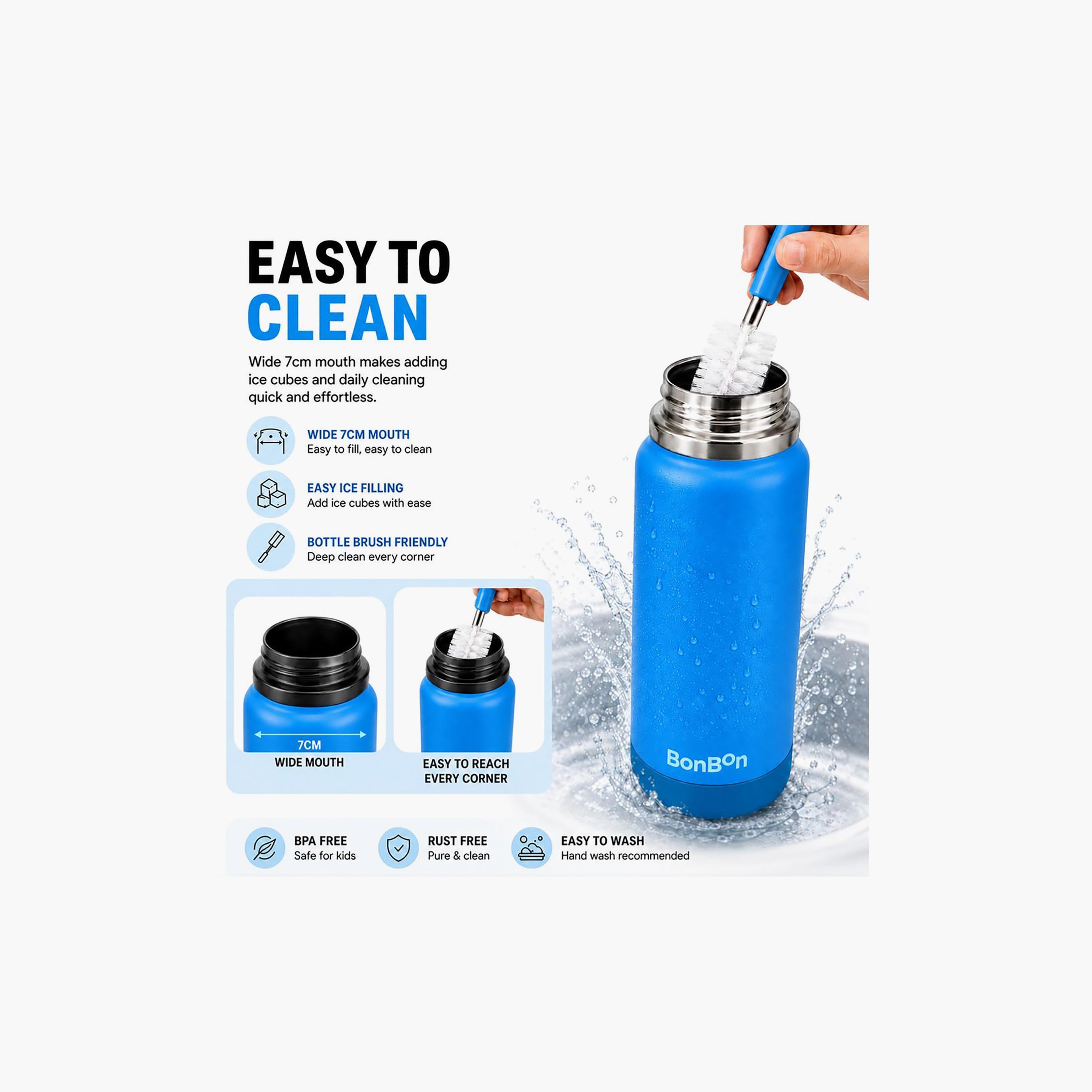 Stainless Steel Water Bottle with Straw Lid Spout & Carry Handle - 750 ml-school-waterbottles-image-5