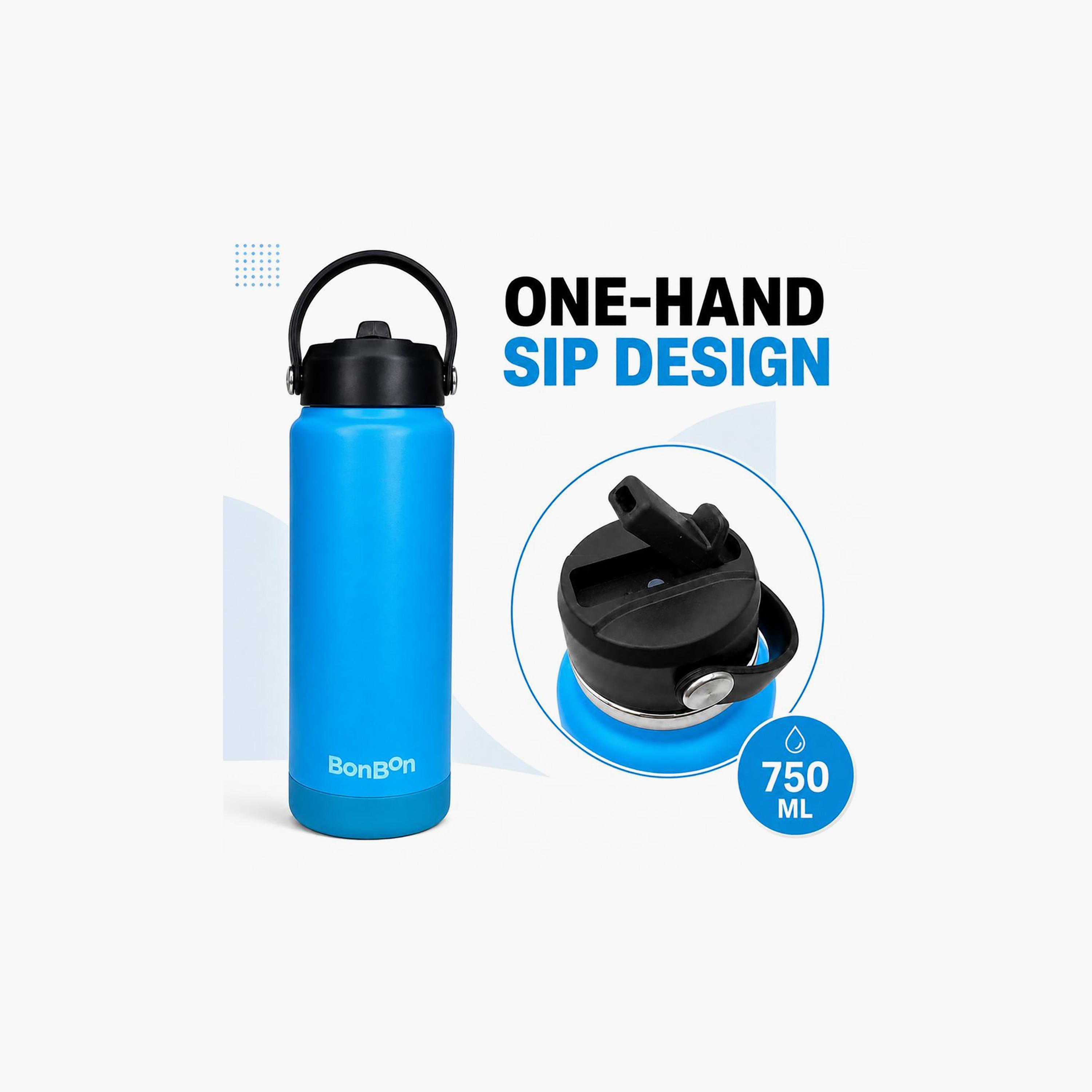 Stainless Steel Water Bottle with Straw Lid Spout & Carry Handle - 750 ml-school-waterbottles-image-7