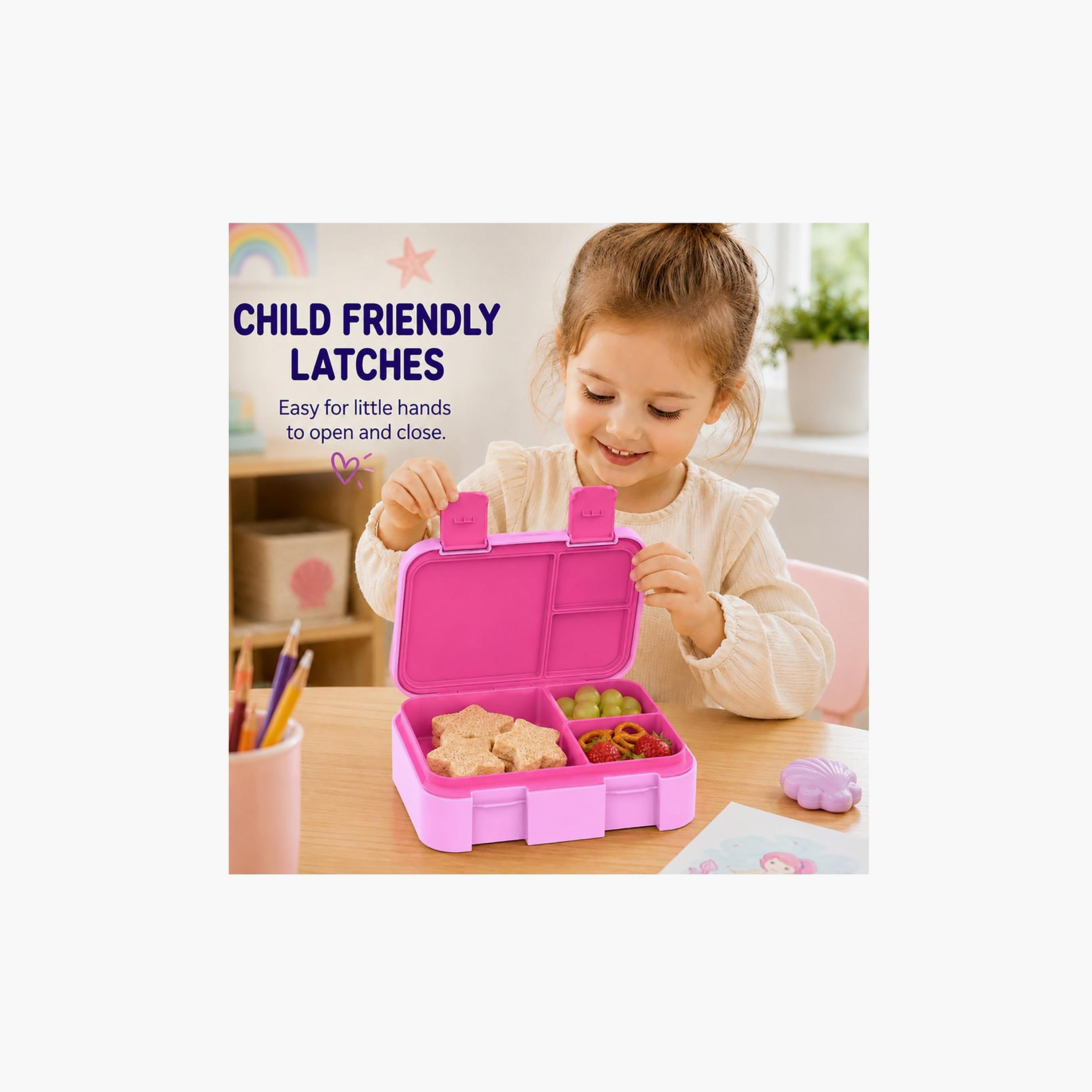علبة غداء بونبون يونيكورن بـ3 أقسام وصينية داخلية قابلة للإزالة للبنات - 700 مل-school-lunchessentials-lunchboxes-image-5