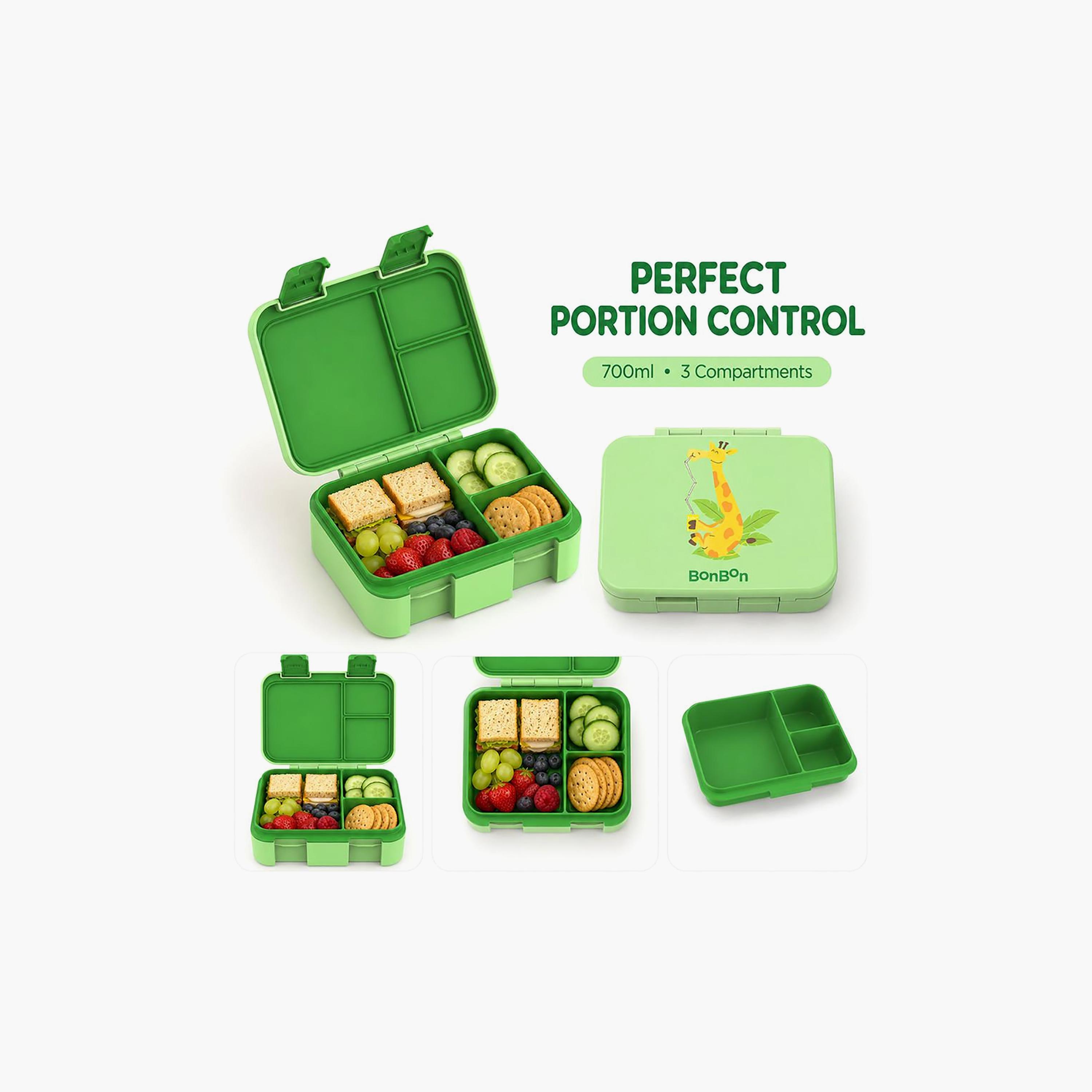 Bonbon Giraffe 3 Compartments Lunch Box for Boys with Removable Inner Tray - 700 ml-school-lunchessentials-lunchboxes-image-2