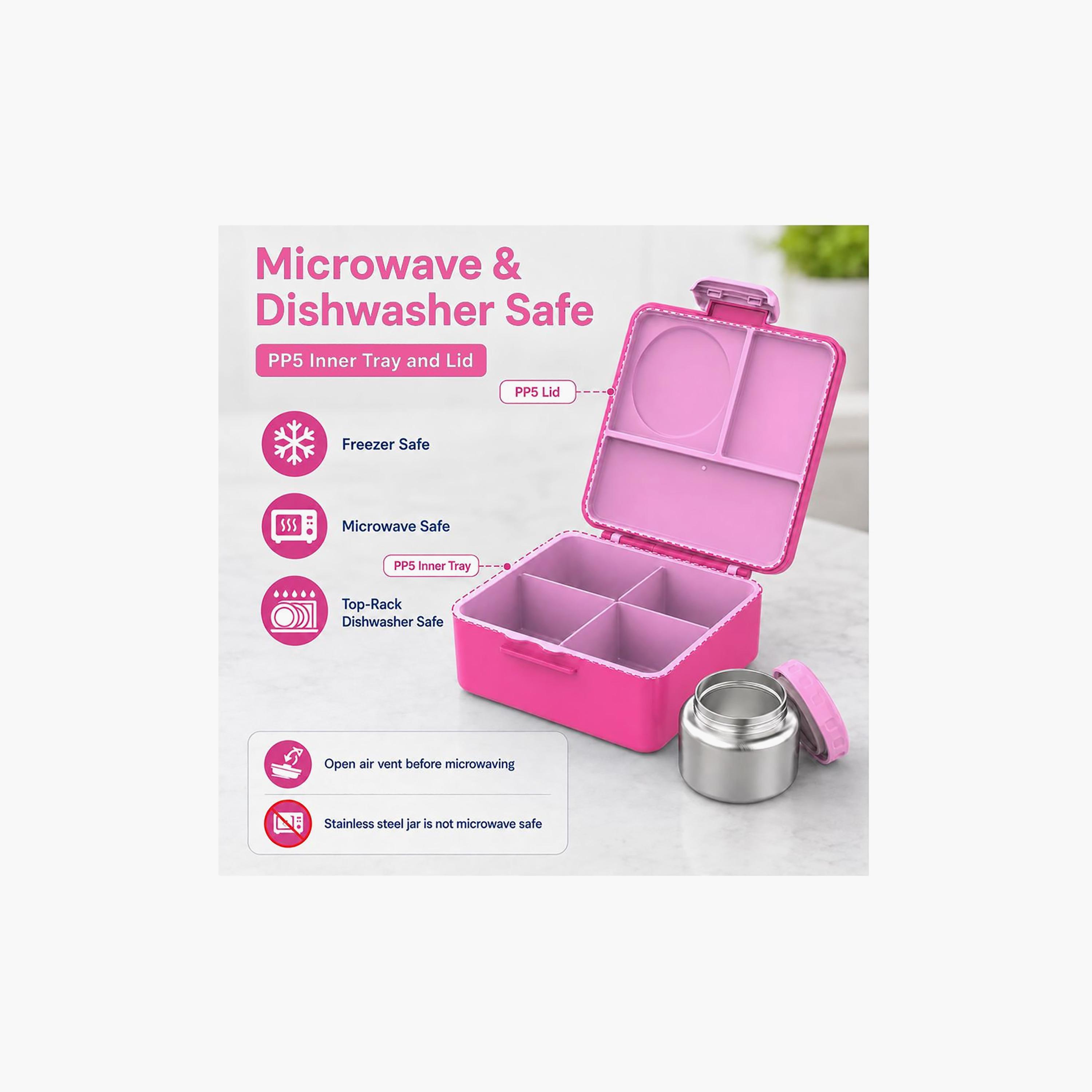 صندوق غداء بونبون كانديز بـ 4 مقصورات للبنات مع علبة سناك - 1800 مل-school-lunchessentials-lunchboxes-image-10