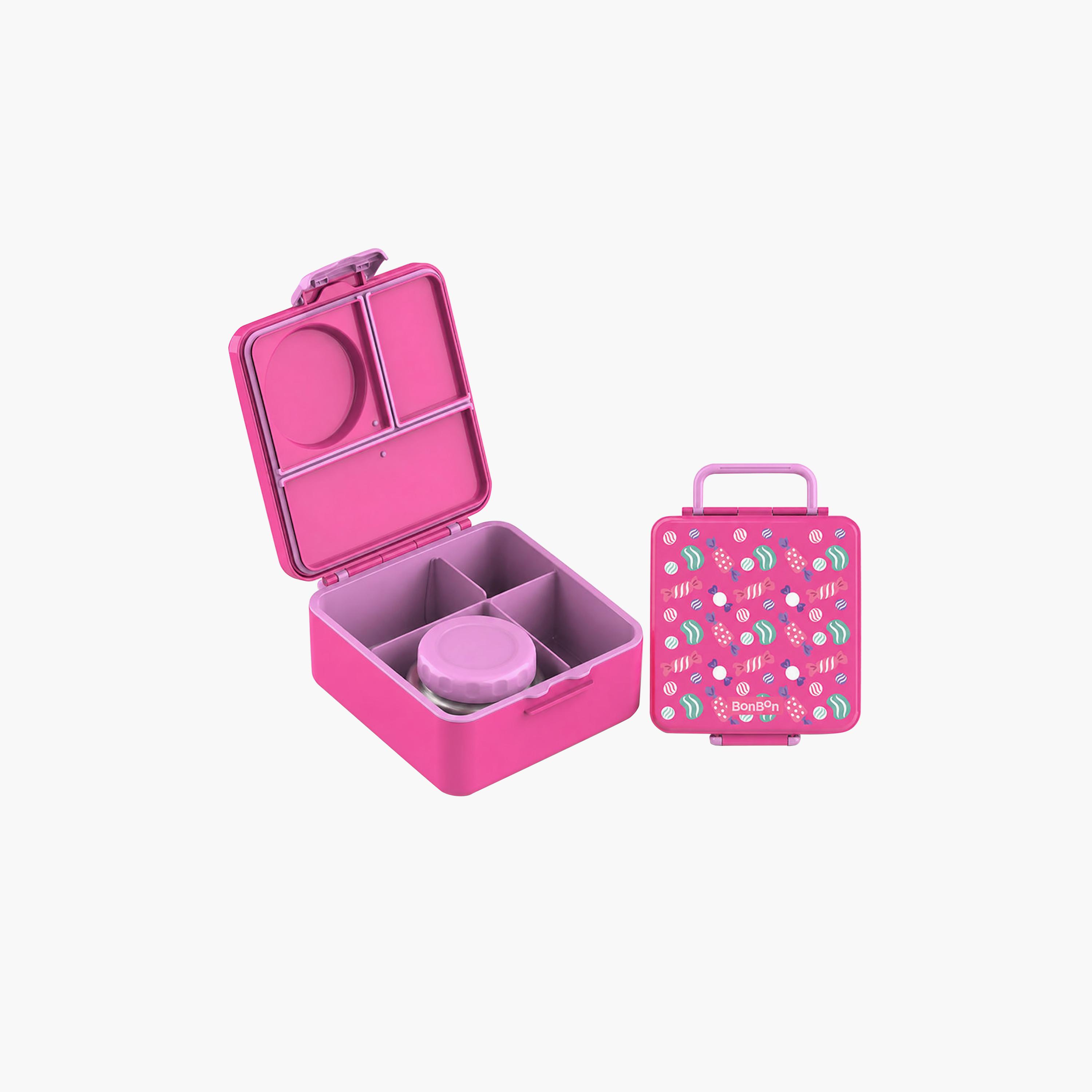 صندوق غداء بونبون كانديز بـ 4 مقصورات للبنات مع علبة سناك - 1800 مل-school-lunchessentials-lunchboxes-image-3