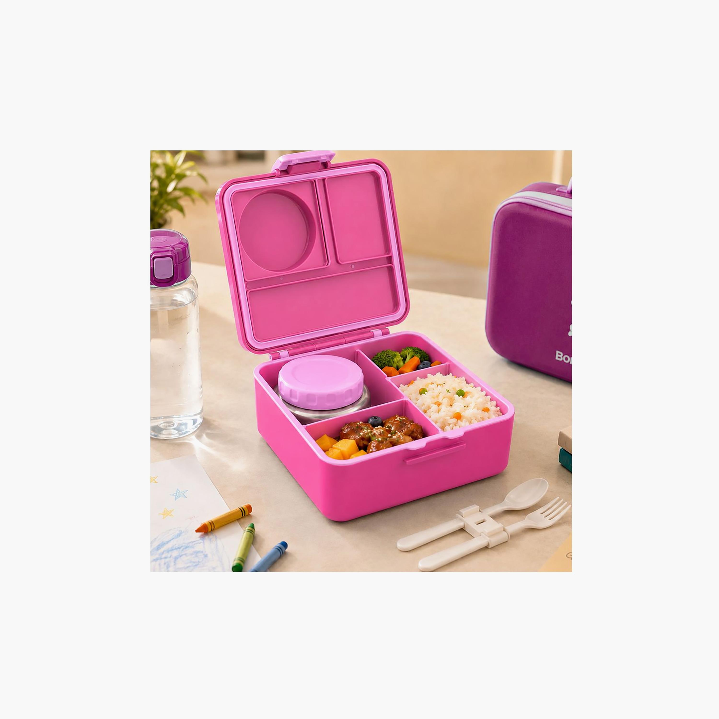 صندوق غداء بونبون كانديز بـ 4 مقصورات للبنات مع علبة سناك - 1800 مل-school-lunchessentials-lunchboxes-image-7