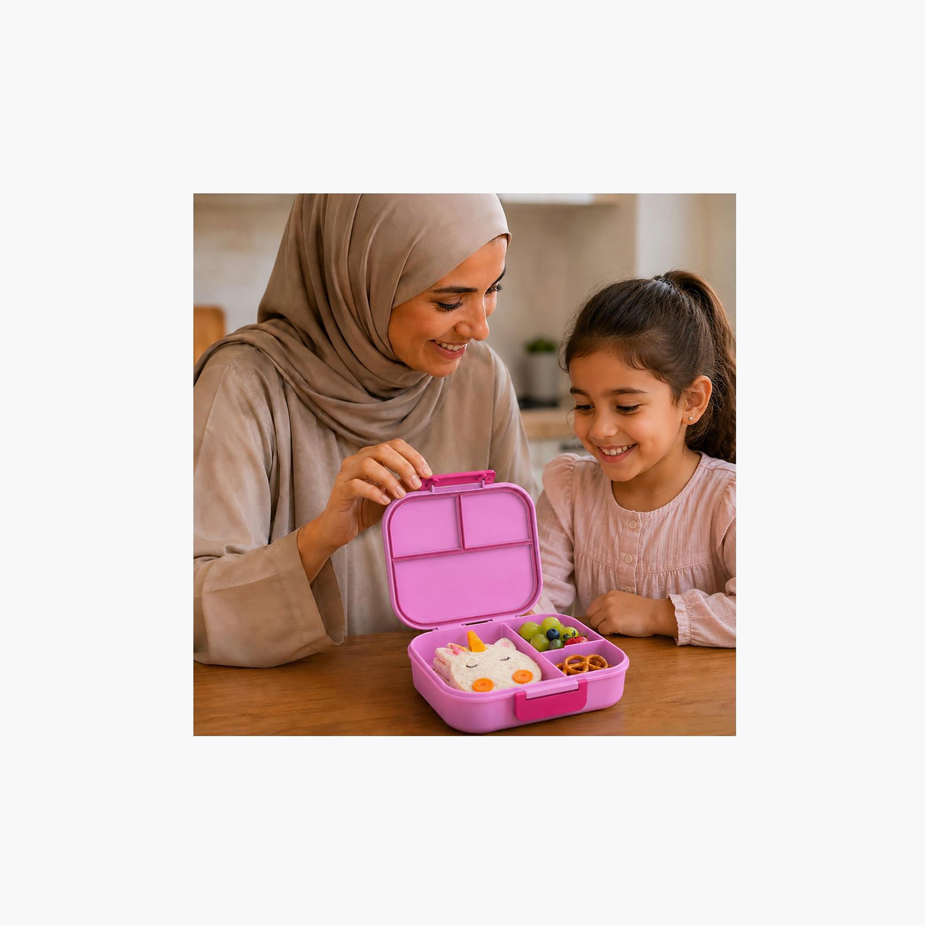 صندوق غداء يونيكورن بونبون مانع للتسرب بـ3 مقصورات للبنات - 1200 مل-school-lunchessentials-lunchboxes-image-8