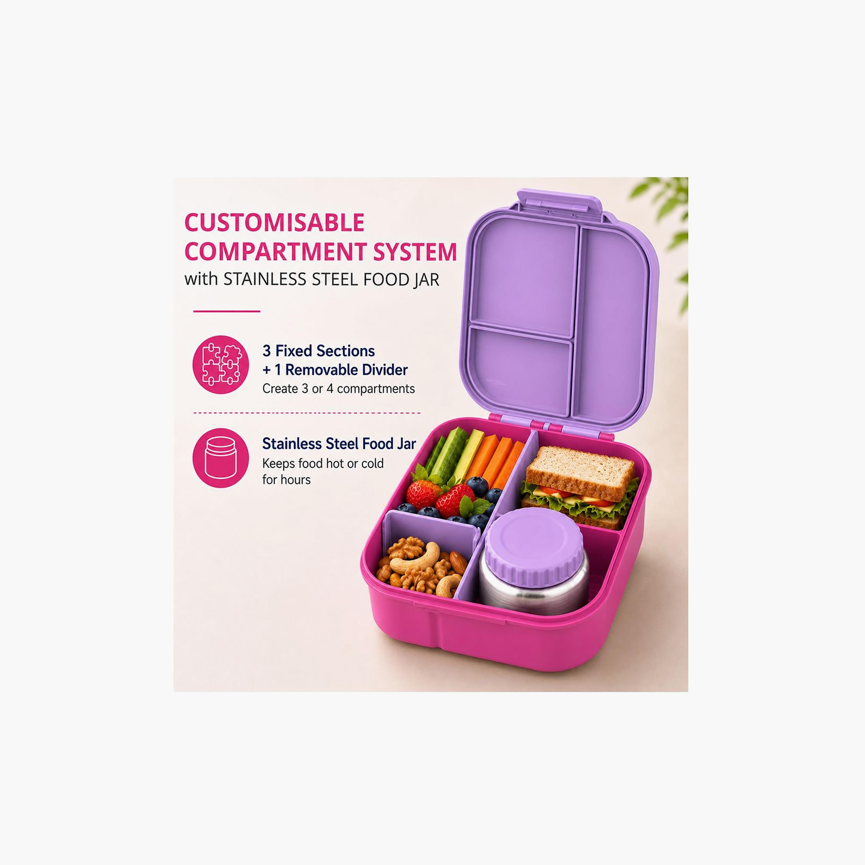 صندوق غداء بونبون ستار بمقصورات قابلة للتخصيص مع وعاء طعام معزول - 1800 مل-school-lunchessentials-lunchboxes-image-4