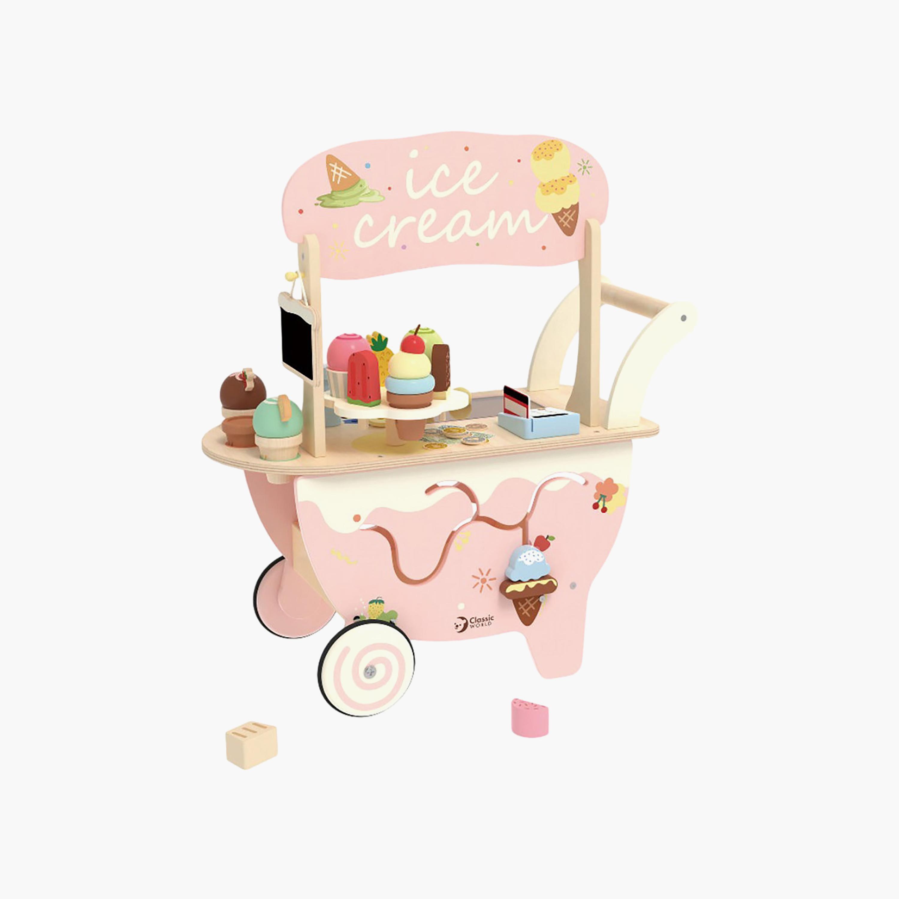 طقم عربة آيس كريم خشبية 40 قطعة من كلاسيك ورلد-toys-roleplay-playfoods-image-1