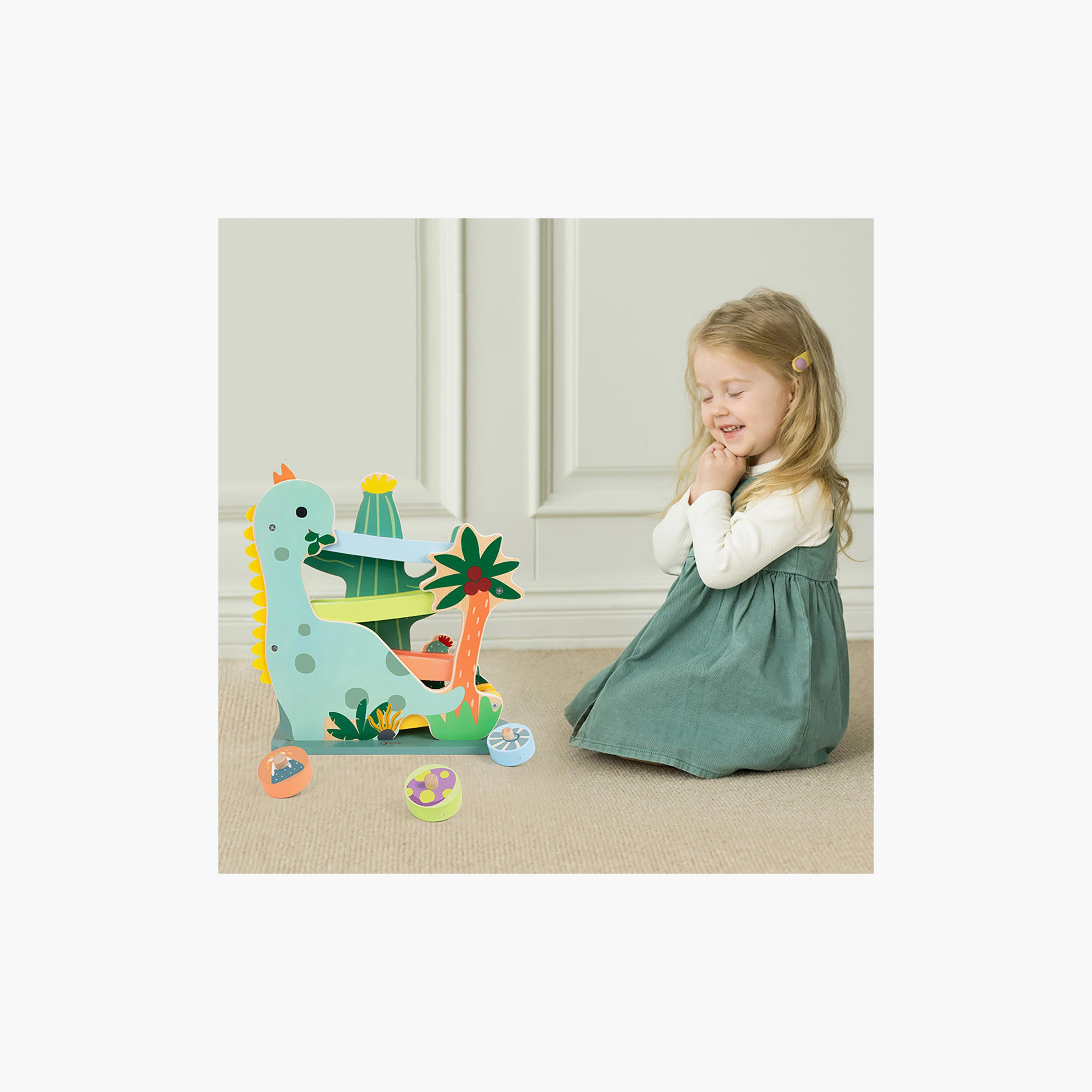 Classic World 4-Piece Wooden Dinosaur Slide Ramp Race Track-toys-playvehicles-racetracks-image-6